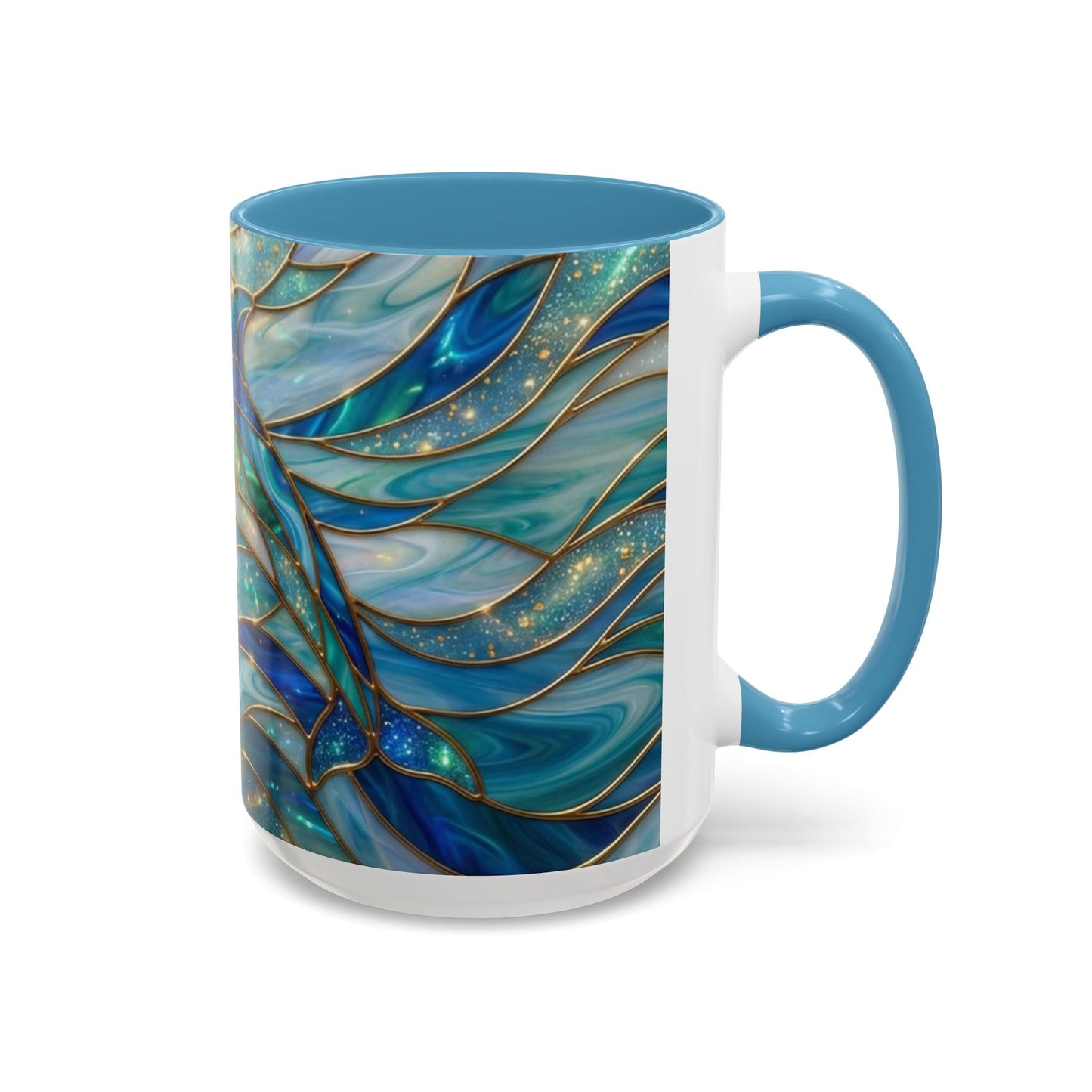 Stained Glass Dolphin Mug, Dolphin Coffee Cup, Ocean Art Mug, Sea Life Gift, Nautical Decor Mug, Coastal Dolphin Lover Gift