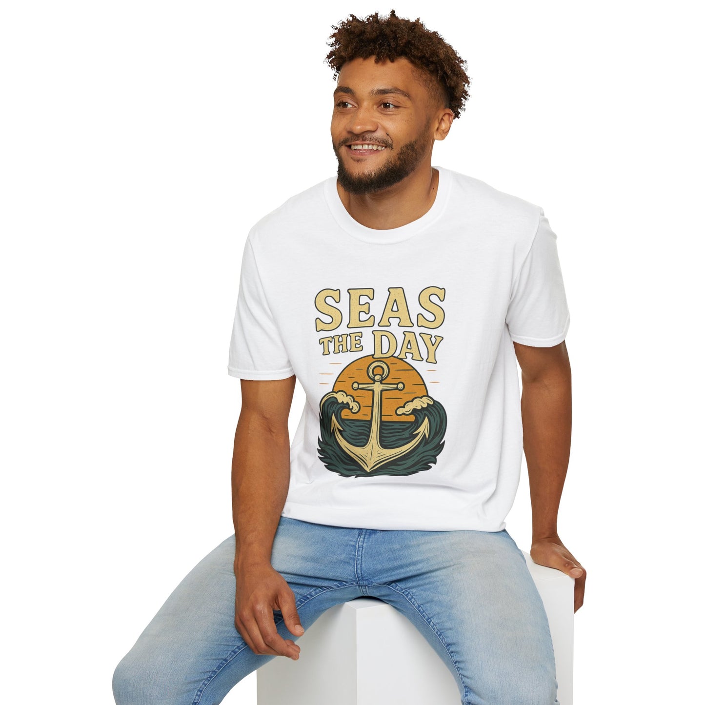 Seas the Day Shirt – Nautical Anchor Ocean Tee | Coastal Beach Graphic T-Shirt | Funny Seaside Pun Gift | Unisex Summer Travel Top