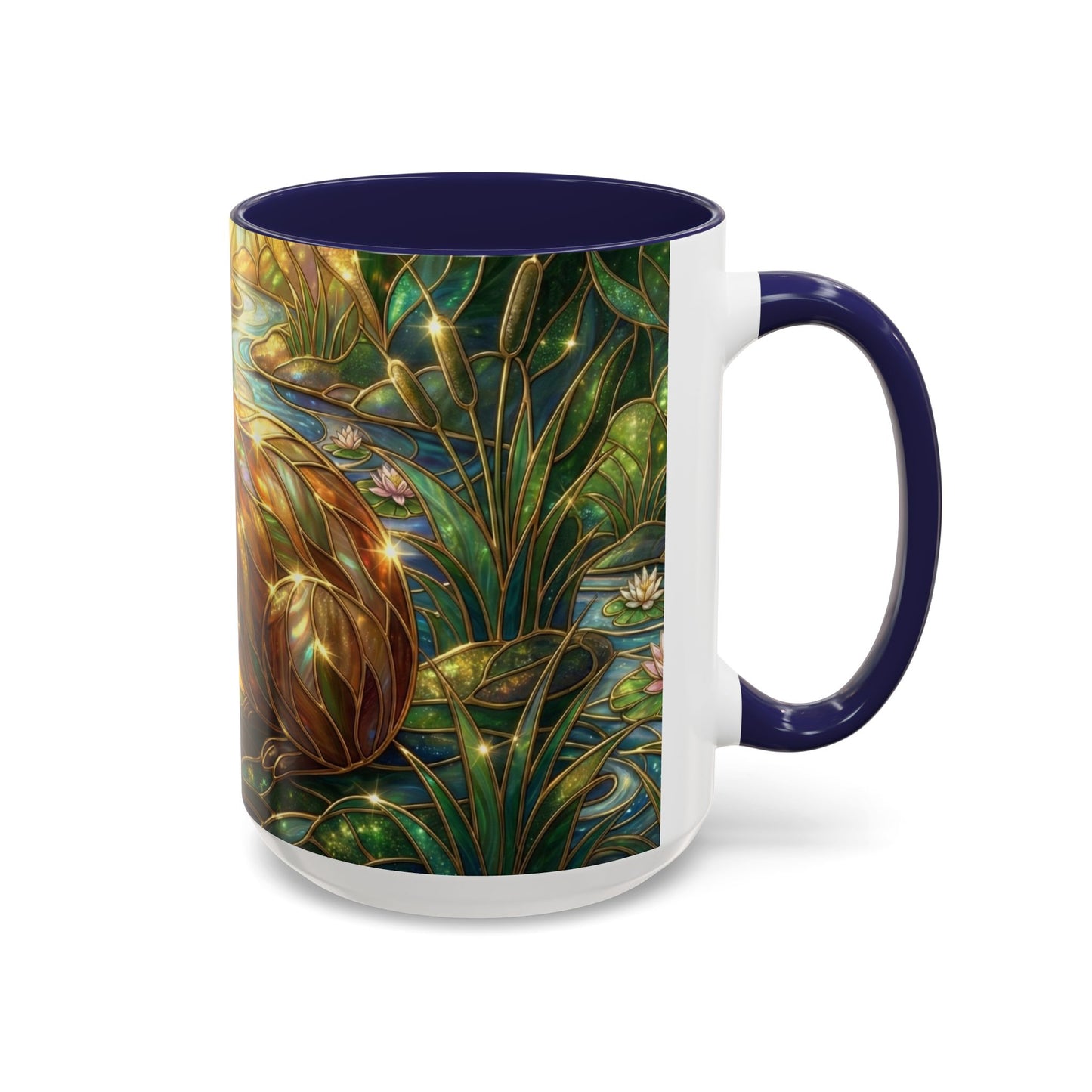 Capybara Coffee Mug, Stained Glass Capybara Art Mug, Cute Animal Lover Gift, Nature Inspired Ceramic Coffee Cup, Unique Wildlife Mug, 11oz 15oz