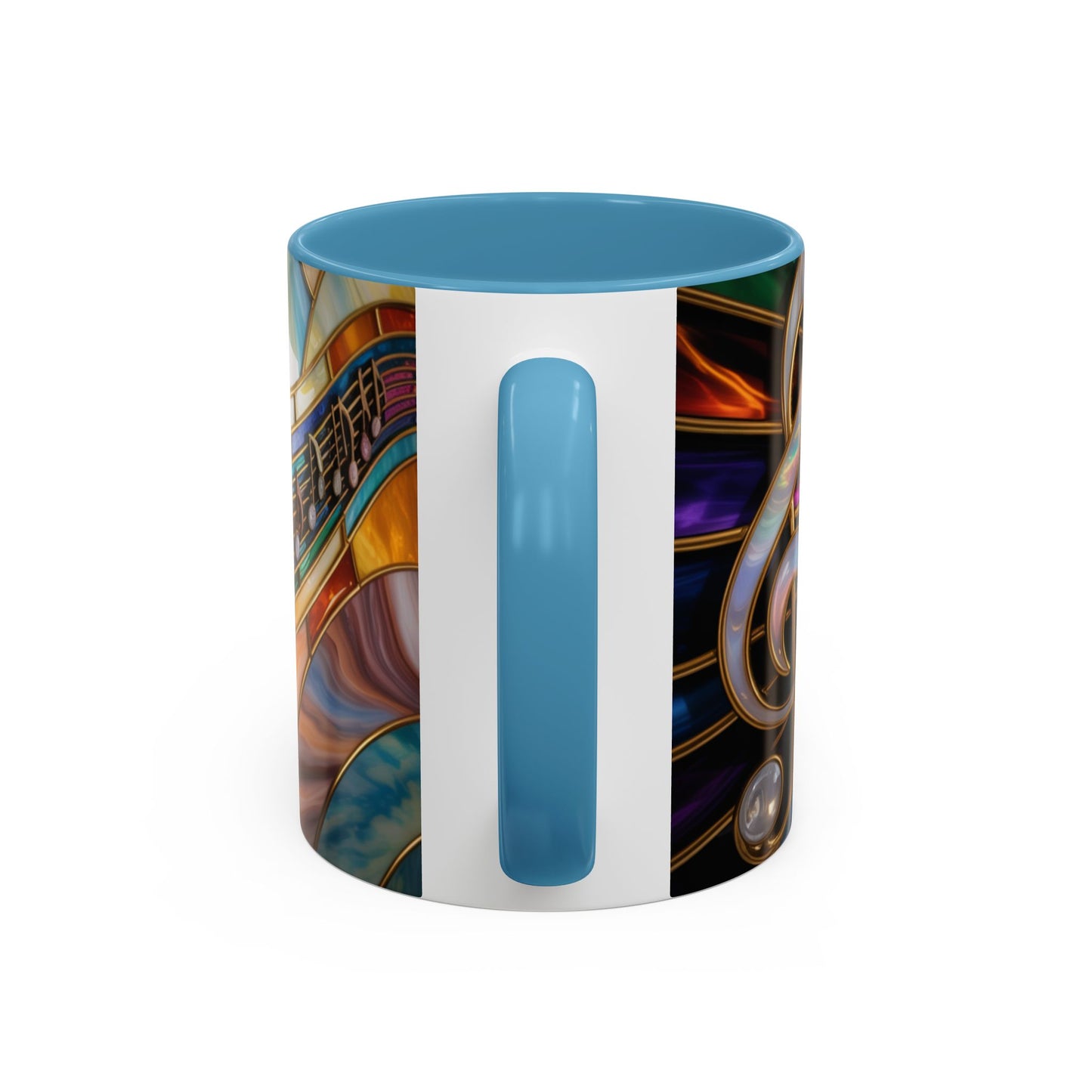 Stained glass music mug, musical notes coffee cup, colorful musician gift mug, music lover present, treble clef art mug, music teacher gift