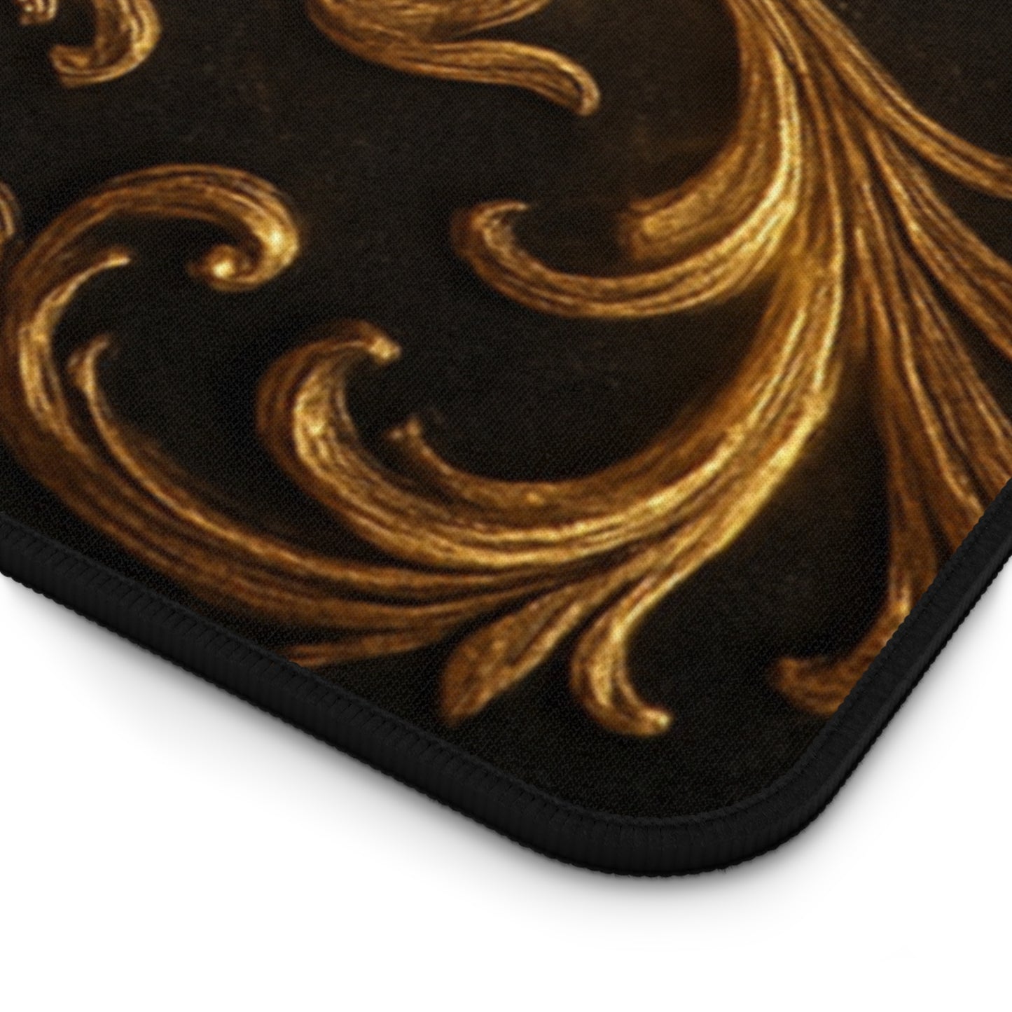 Baroque Desk Mat – Gothic Gold Extended Mouse Pad, Luxury Black Scroll Office Decor, Large Gaming Mat, Elegant Workspace Gift