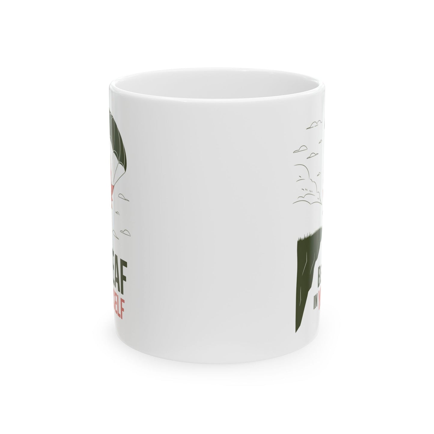 Be-Leaf In Yourself Mug – Motivational Leaf Parachute Design on Ceramic Coffee Cup, Positive Affirmation Gift for Fall Lovers & Nature Enthusiasts
