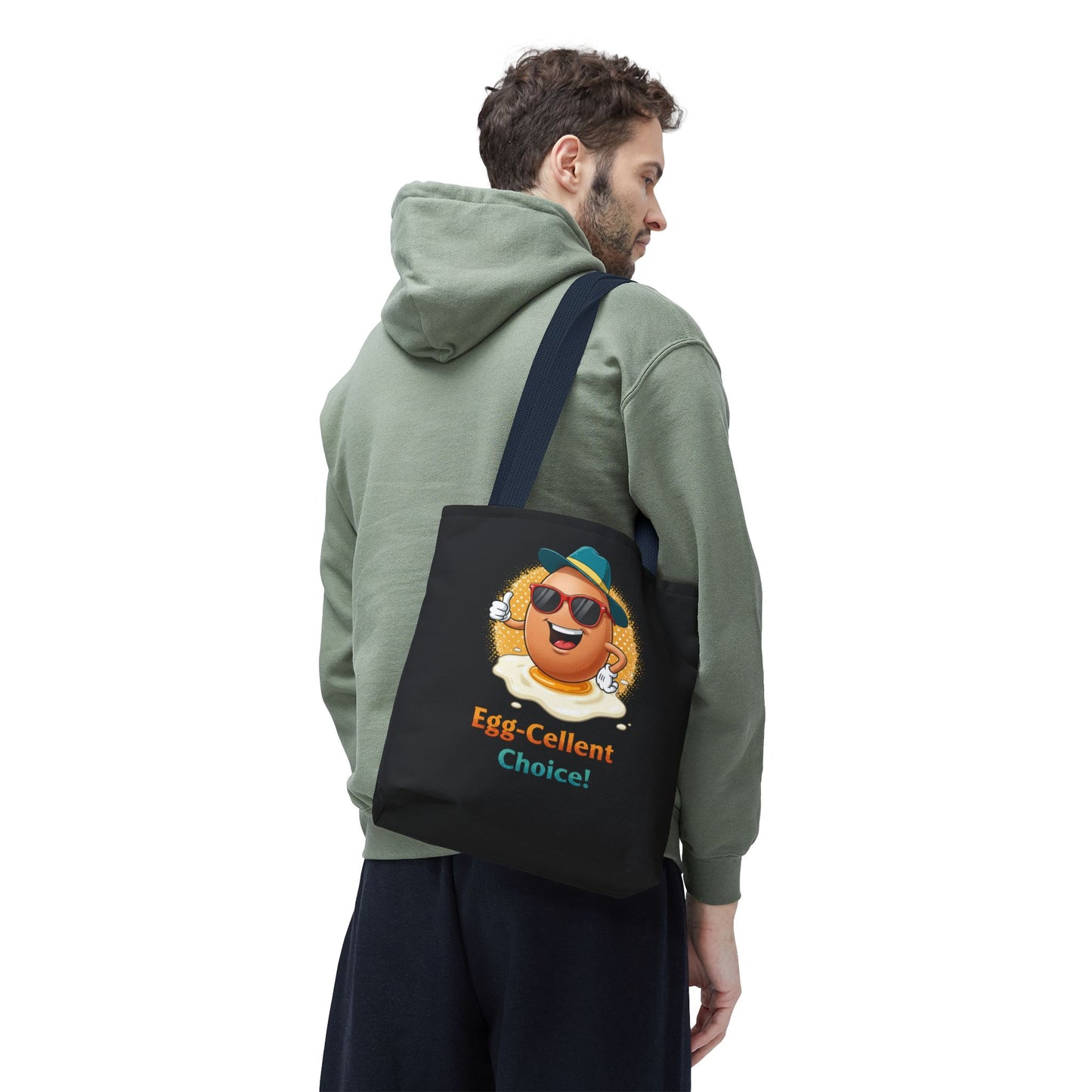 Tote Bag: Egg-Cellent Choice Thumbs Up Pun Design