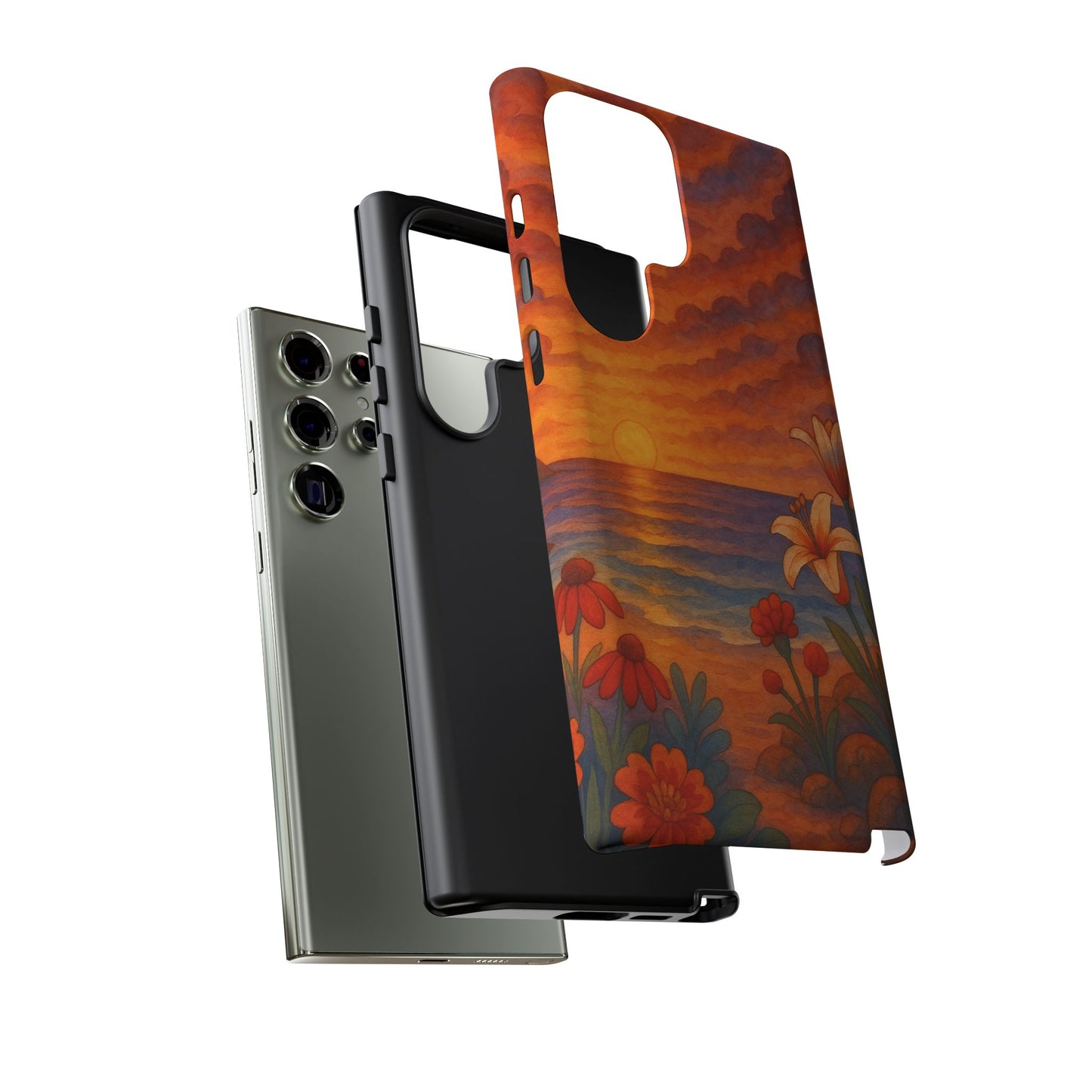 Samsung Case - Floral Ocean Sunset Watercolor Nautical Phone Case Beach Samsung Case Ocean Sunset Theme