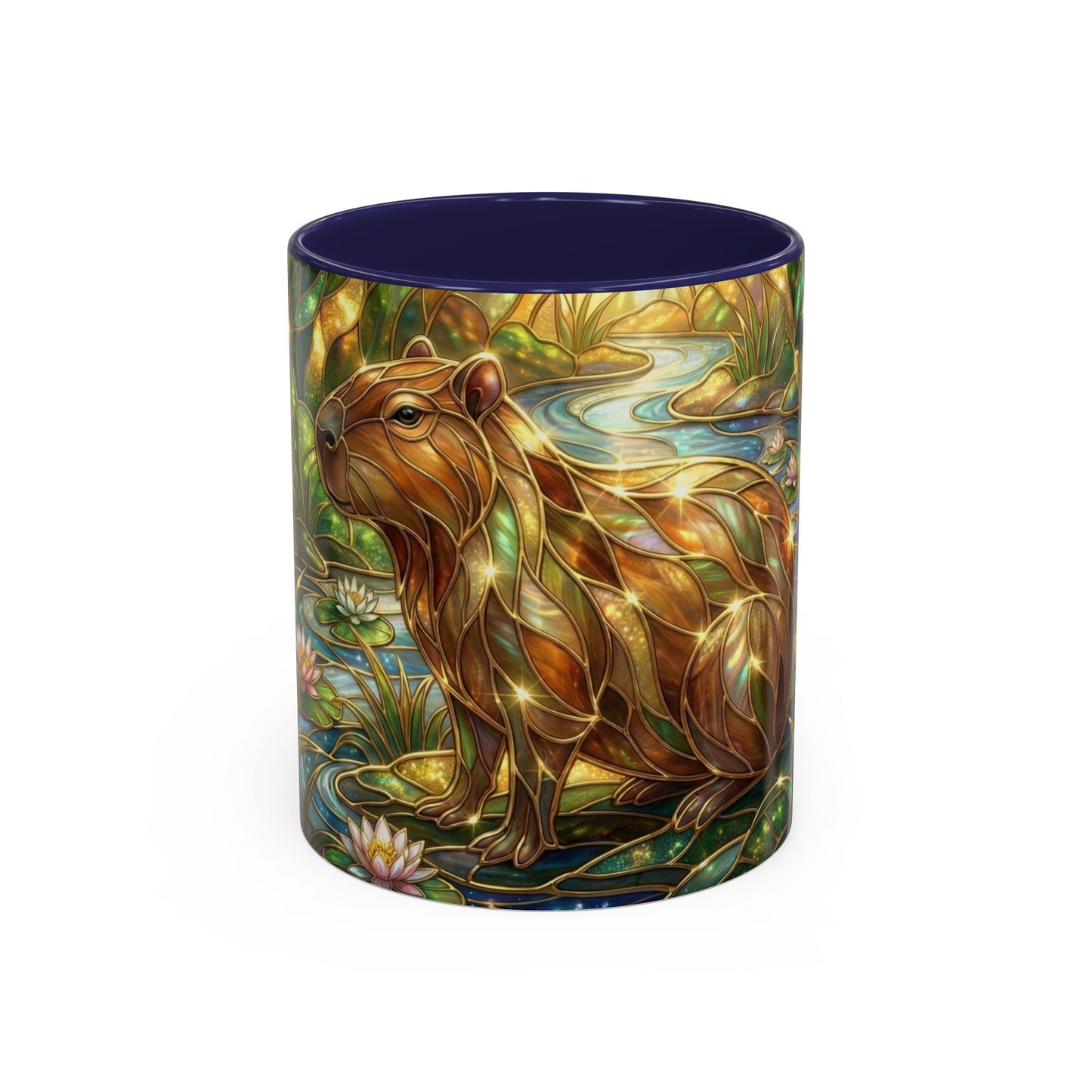 Capybara Coffee Mug, Stained Glass Capybara Art Mug, Cute Animal Lover Gift, Nature Inspired Ceramic Coffee Cup, Unique Wildlife Mug, 11oz 15oz