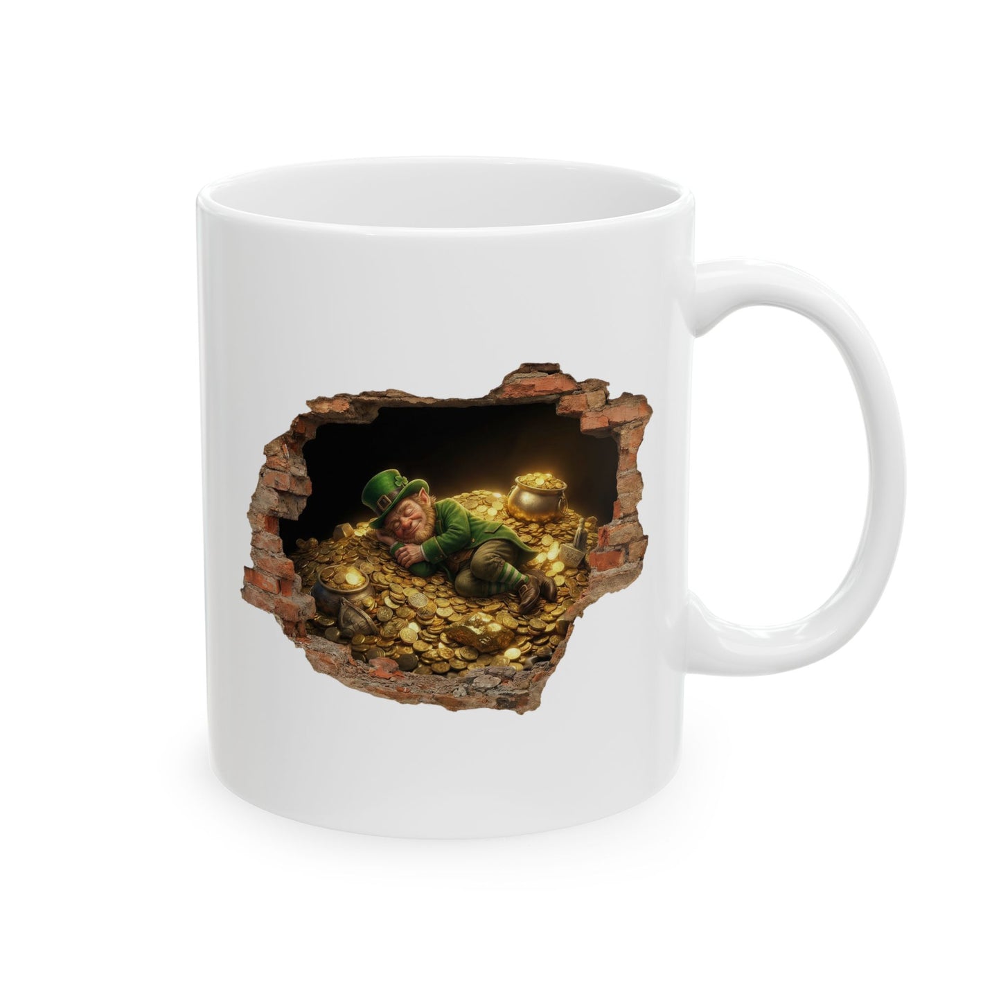 Leprechaun Coffee Mug, St Patricks Day Mug, Irish Gold Mug, Cute Leprechaun Art Cup, St Paddy Gift, Funny Irish Coffee Mug