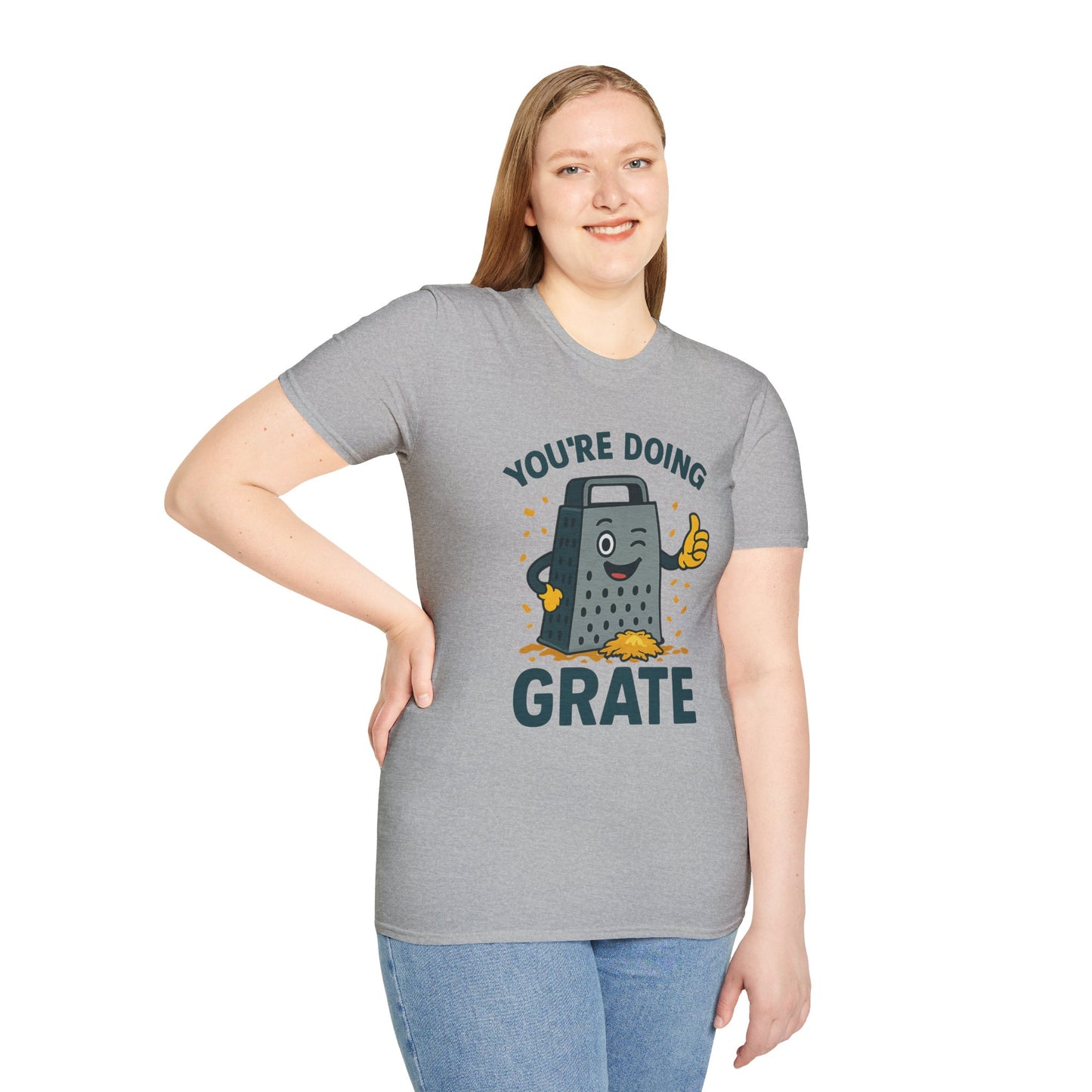 You’re Doing Grate Funny Cheese Grater Pun T-Shirt | Cute Kitchen Humor Graphic Tee | Encouragement Gift for Food & Pun Lovers