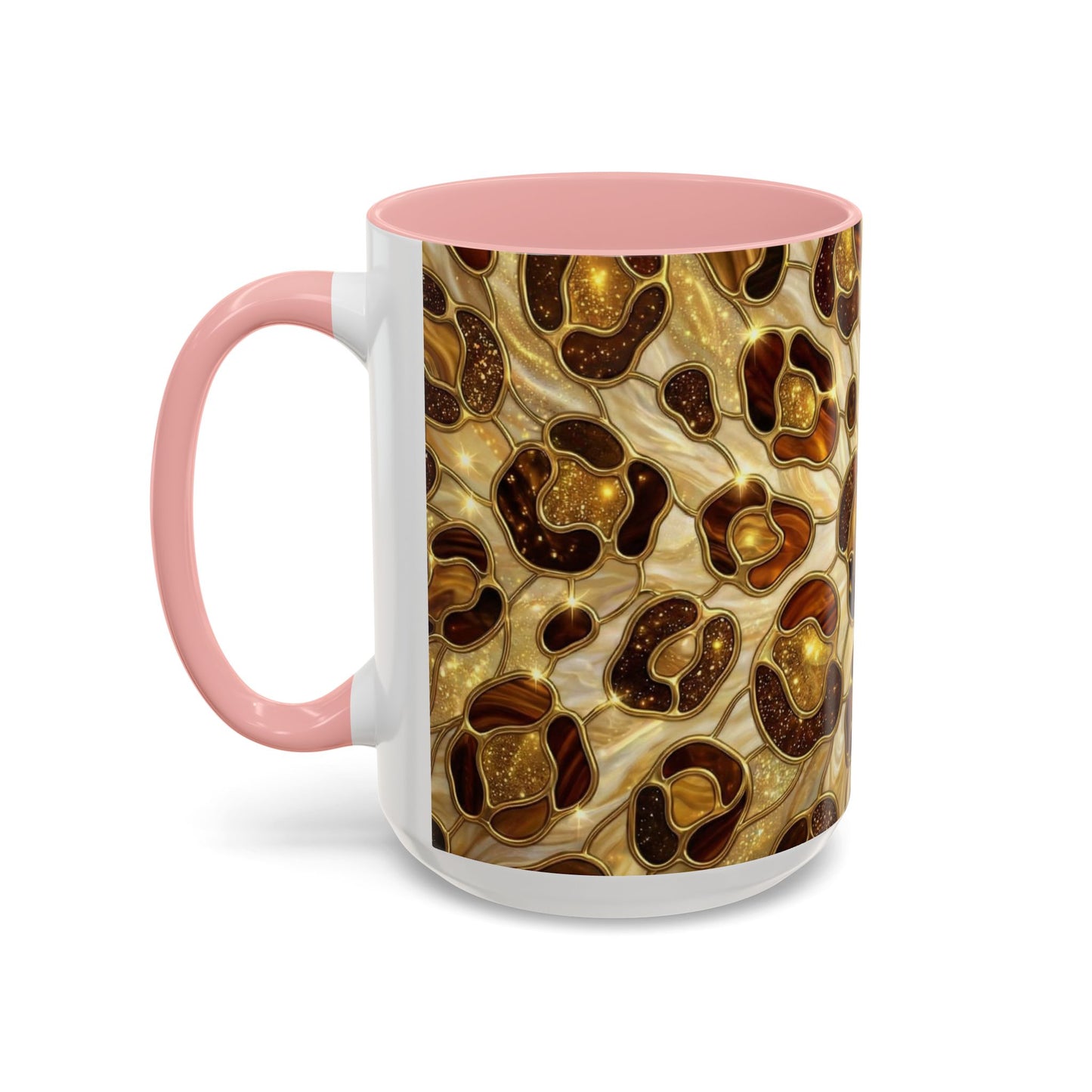 Stained Glass Leopard Print Mug, Gold Cheetah Coffee Cup, Luxury Animal Print Gift, Glam Mosaic Tea Mug, Trendy Desk Decor For Her Gifts