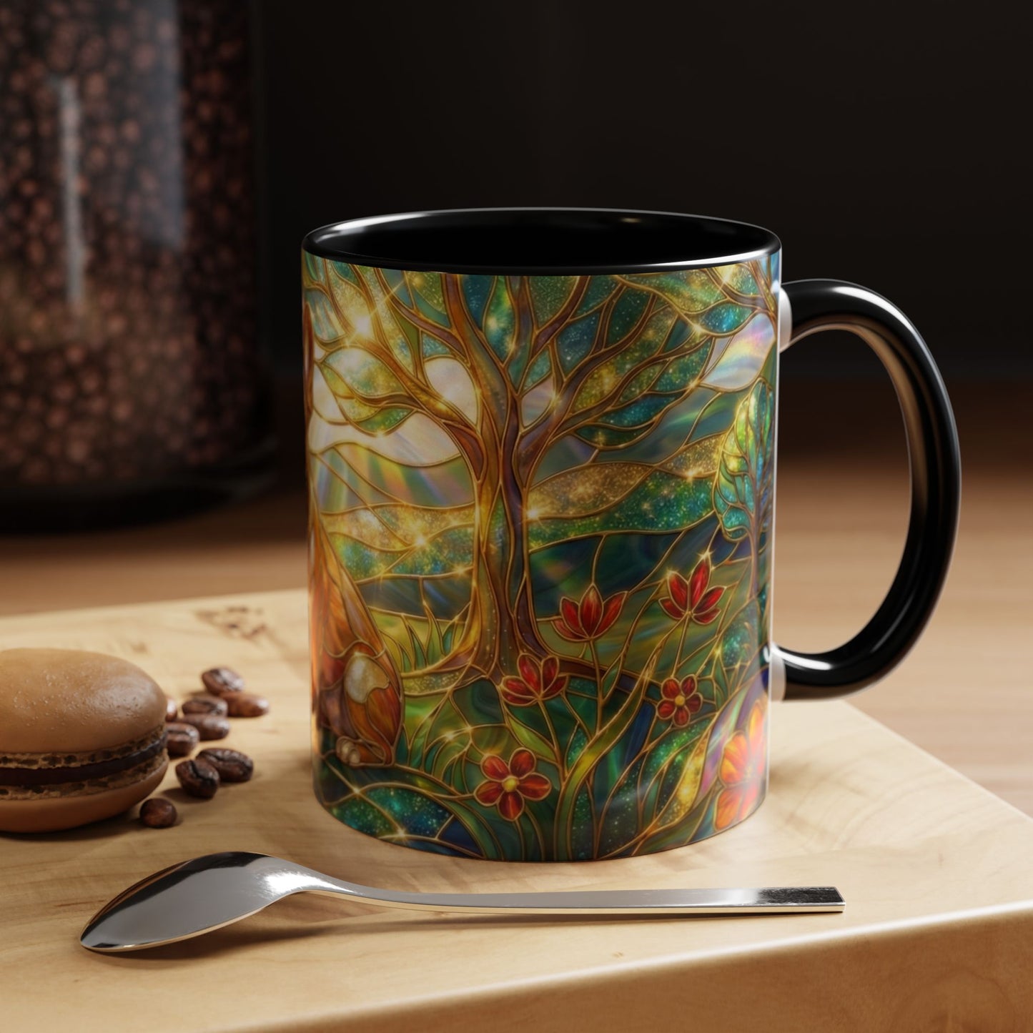 Stained Glass French Bulldog Mug, Frenchie Dog Coffee Mug, Dog Lover Gift Cup, Colorful Art Nouveau Dog Mug, Pet Lover Gift