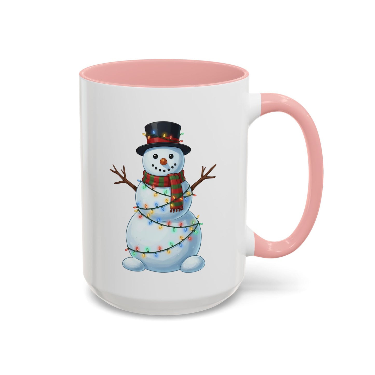 Snowman Christmas Mug, Snowman Wrapped in Lights Mug, Holiday Coffee Cup, Cute Winter Snowman Cup, Christmas Gift Mug, Xmas Cocoa Mug