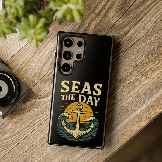 Seas the Day Samsung Case – Nautical Phone Case – Anchor Pun Gift – Ocean Lover Accessory – Motivational Phone Cover – Beach Vibes Case