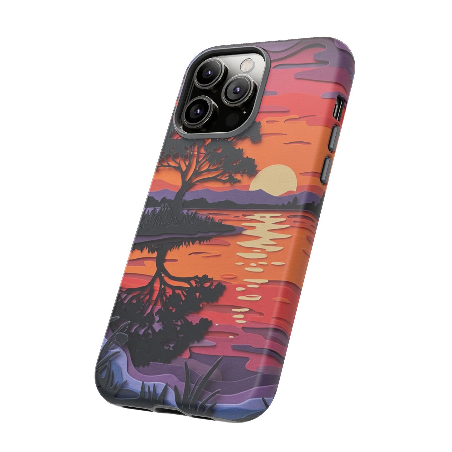 iPhone Case - Colorful Paper Art Sunset Design