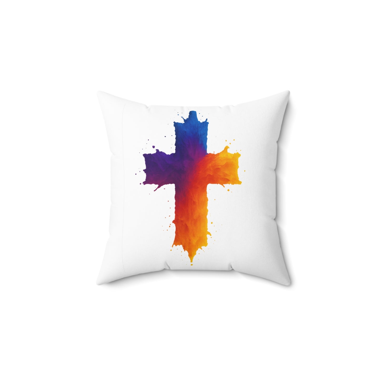Christian Cross Throw Pillow Watercolor Faith Decor Cushion, Religious Home Accent, Inspirational Gift Idea