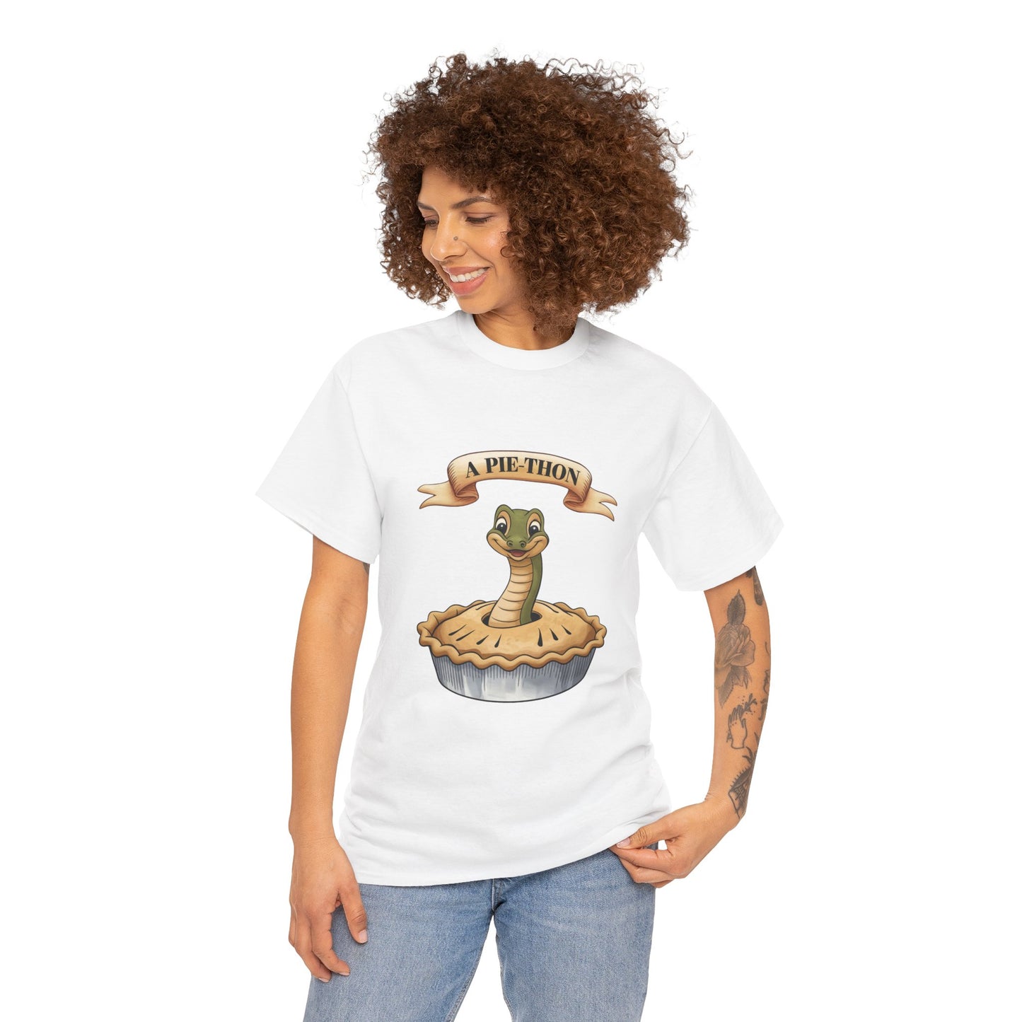 A Pie-Thon Funny Snake Pun Shirt – Cute Animal Joke T-Shirt – Quirky Graphic Tee for Pun Lovers, Reptile Fans, and Unique Gift Ideas