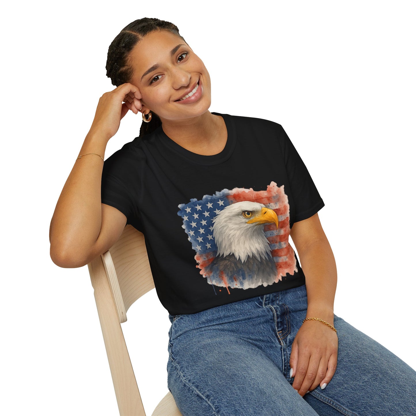 American Eagle & Flag T‑Shirt | Patriotic Graphic Tee | Bald Eagle USA Shirt | 4th of July Tee | Independence Day Apparel