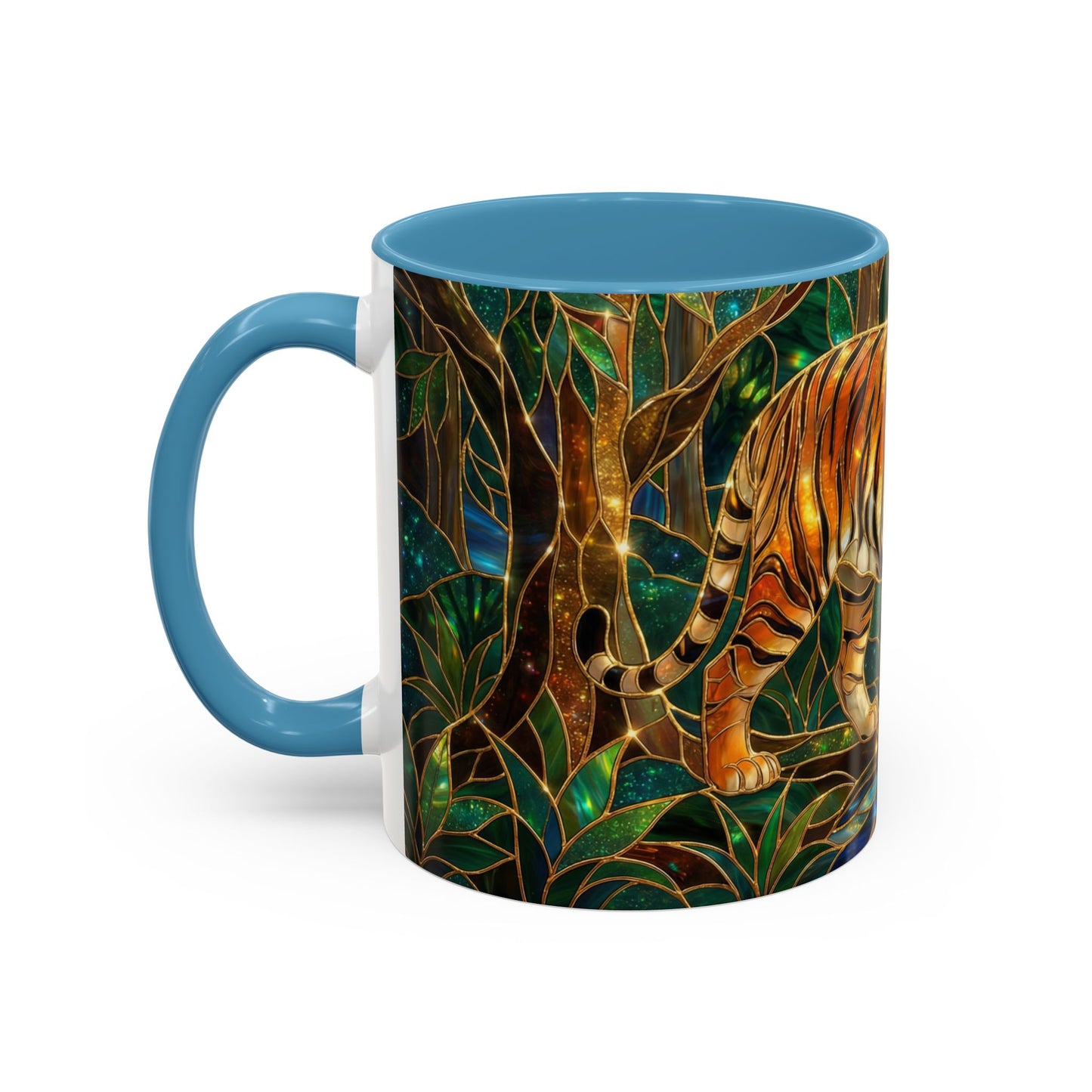 Stained Glass Tiger Mug, Tiger Coffee Cup, Wildlife Art Mug, Jungle Tiger Gift, Animal Lover Mug, Nature Inspired Coffee Cup
