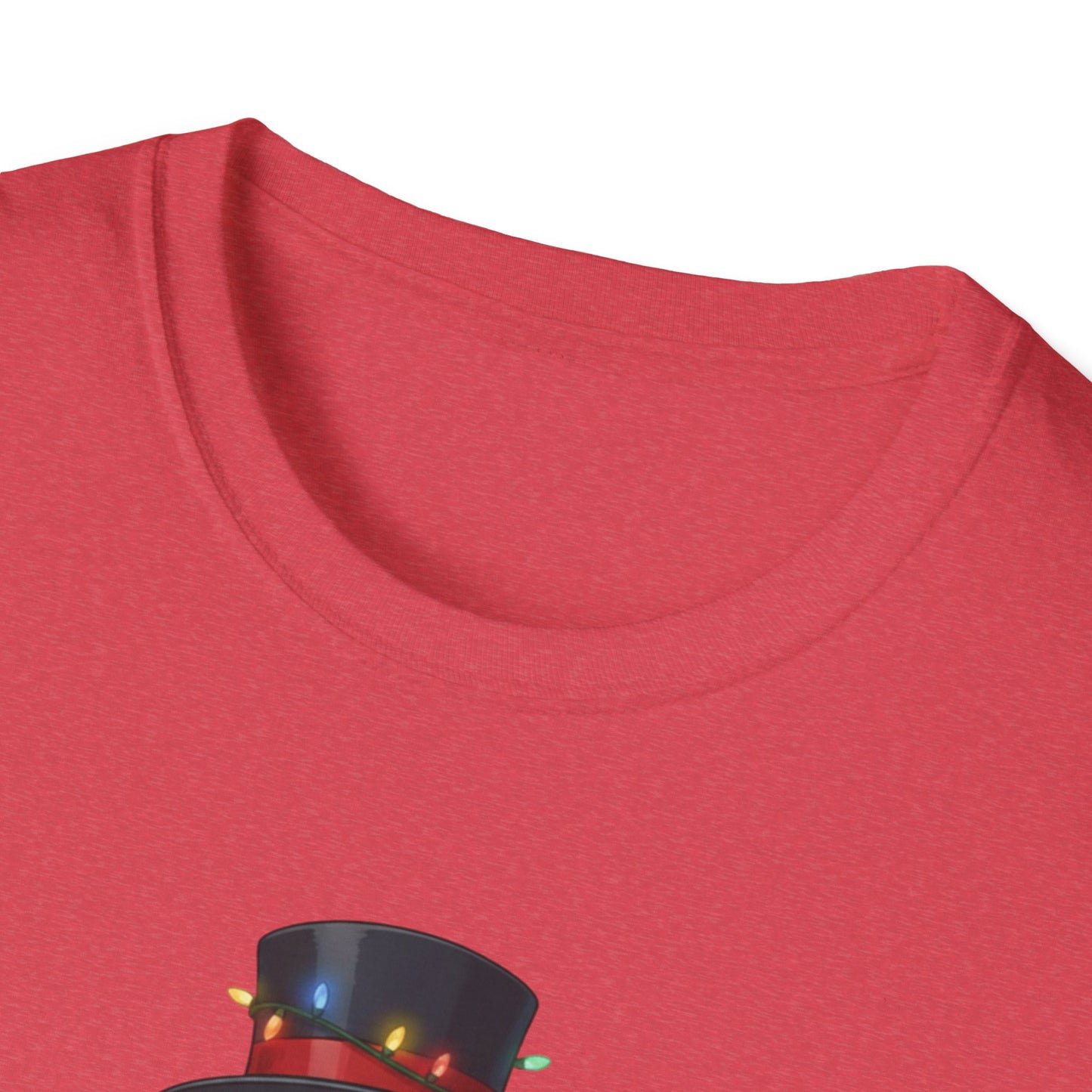 Cute Snowman Christmas Shirt, Snowman Wrapped in Christmas Lights Tee, Holiday Winter Snowman Top Hat Shirt, Funny Cozy Christmas T Shirt