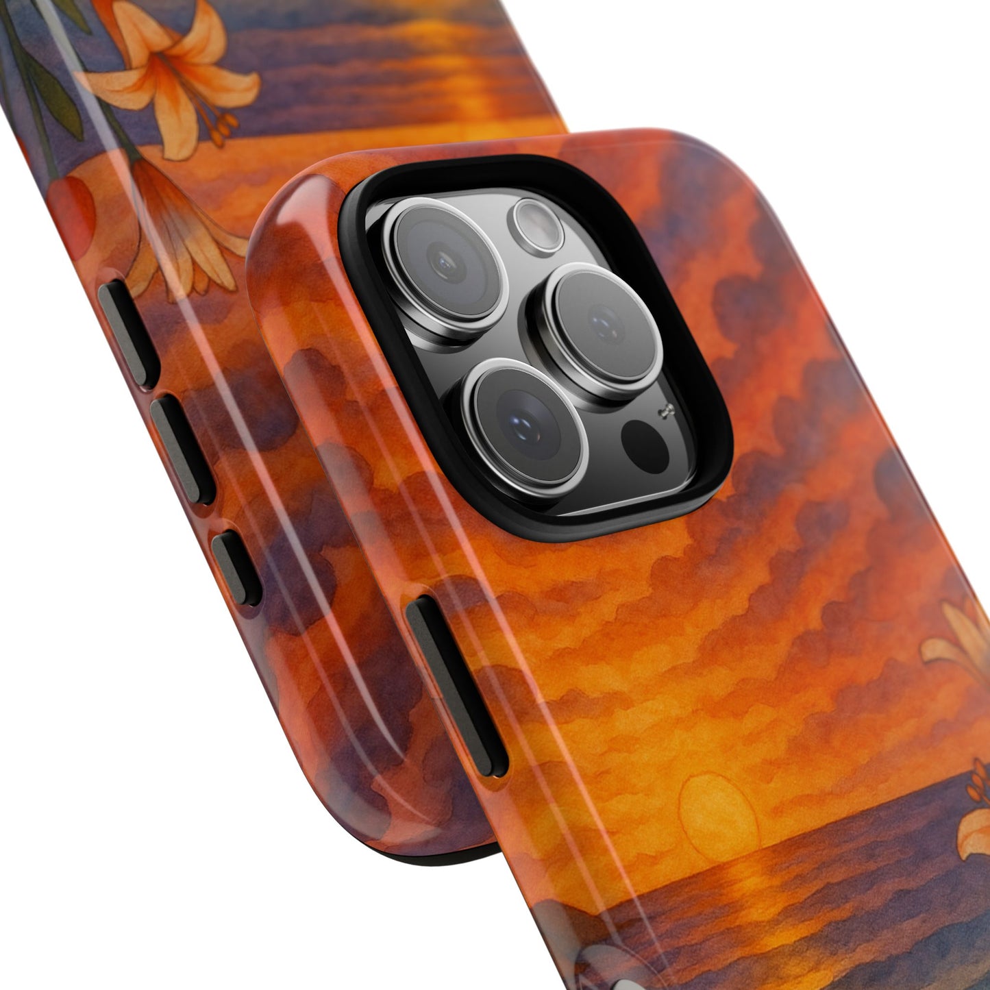 iPhone Case - Floral Ocean Sunset Watercolor Tough Case Nautical Phone Case Beach iPhone Case Ocean Sunset Theme