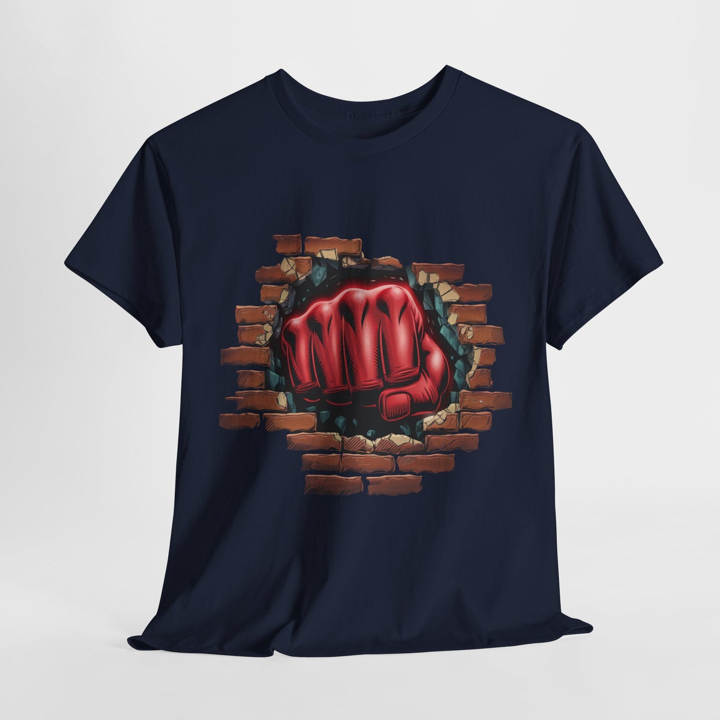 Impact Fist Graphic T-Shirt – Punch Through Brick Wall Design | Bold Streetwear Tee for Fighters, Gym & Edge-Lovers