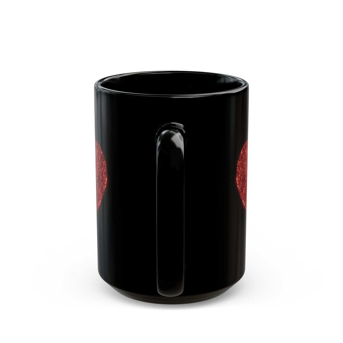 Glitter Heart Mug, Red Sparkle Heart Coffee Cup, Black Valentine Mug, Love Gift For Her Him, Romantic Coffee Mug