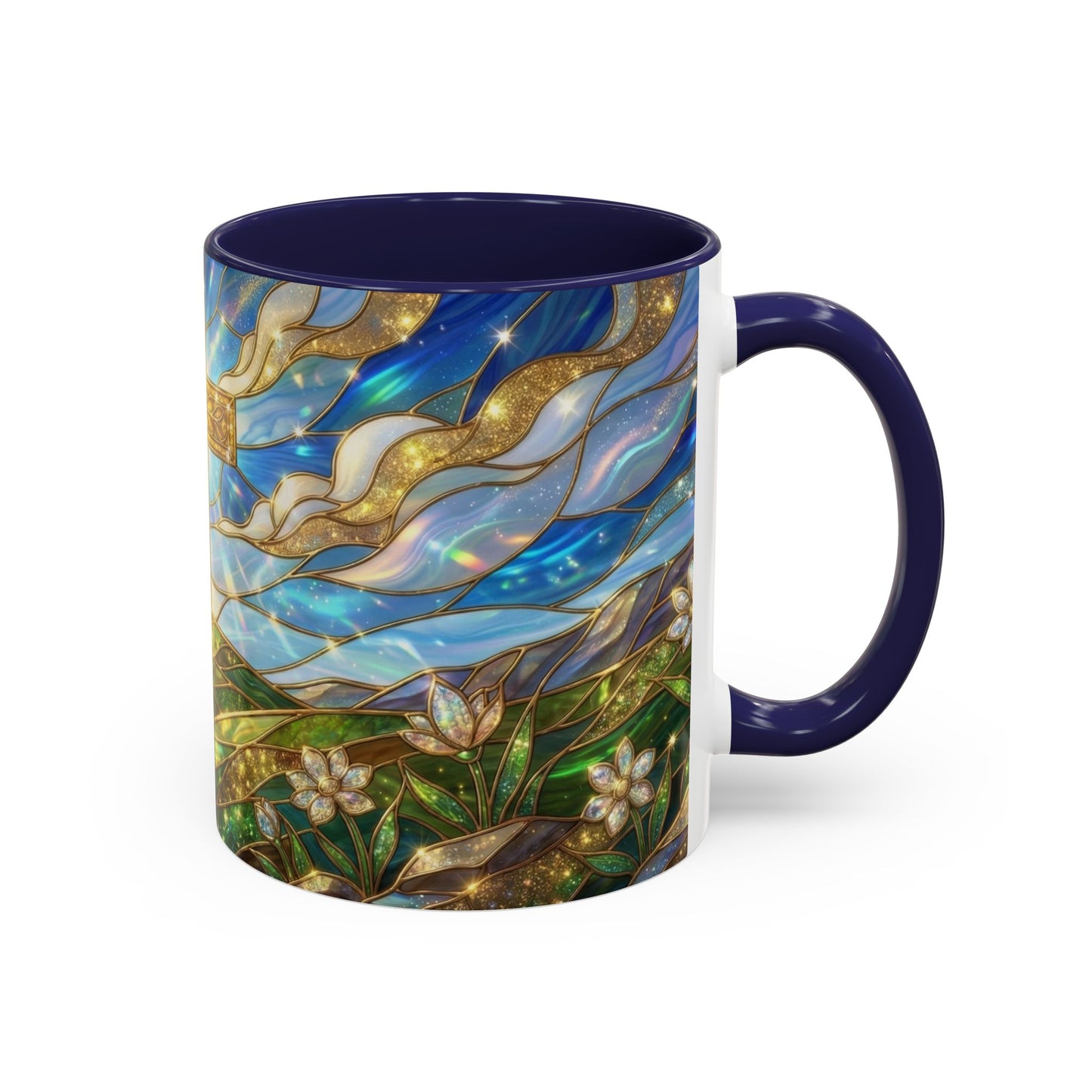 Stained Glass Cross Mug, Christian Coffee Mug, Faith Inspired Art Cup, Religious Gift For Women Men, Inspirational Christian Mug