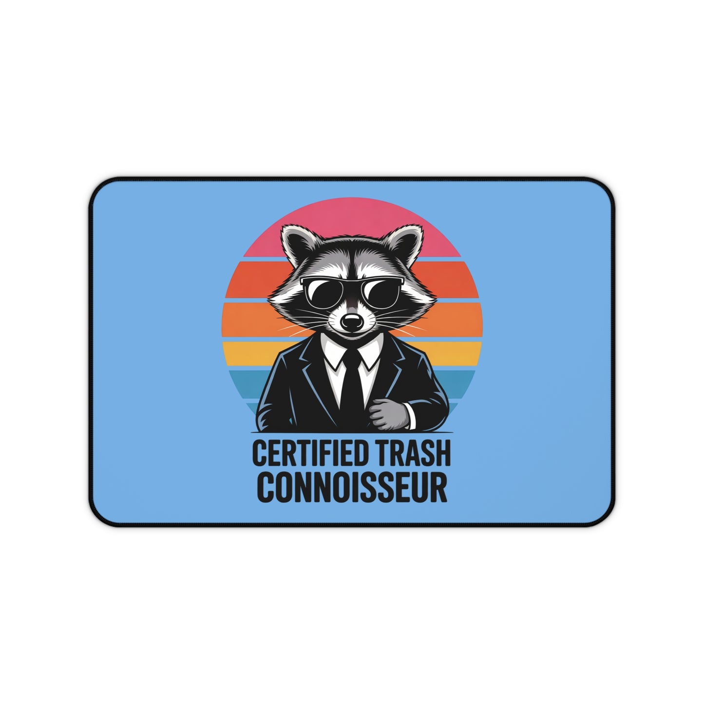 Desk Mat with Raccoon Certified Trash Connoisseur Design Trash Panda Mouse Pad Raccoon Decor