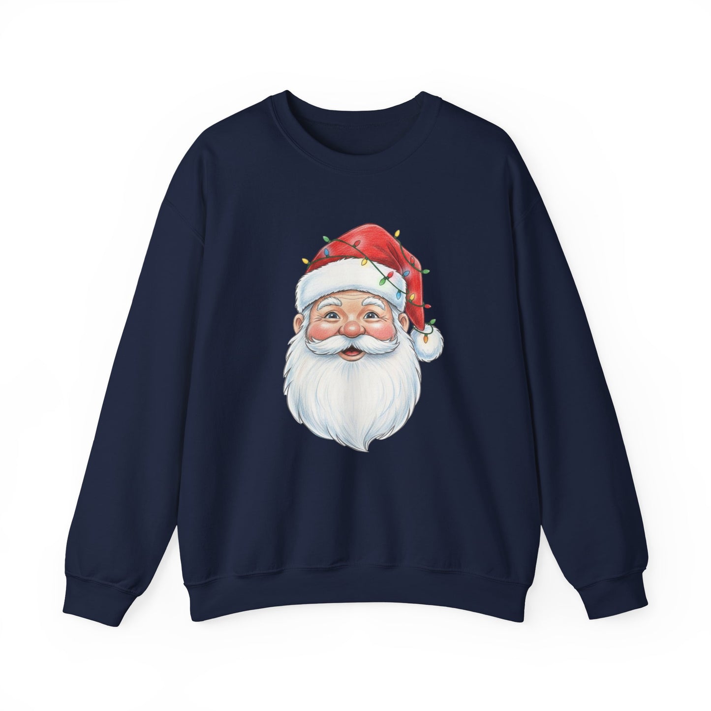 Santa Claus Christmas Sweatshirt, Vintage Santa Crewneck, Holiday Santa Face Sweater, Cute Christmas Lights Santa Shirt, Funny Xmas Sweatshirt