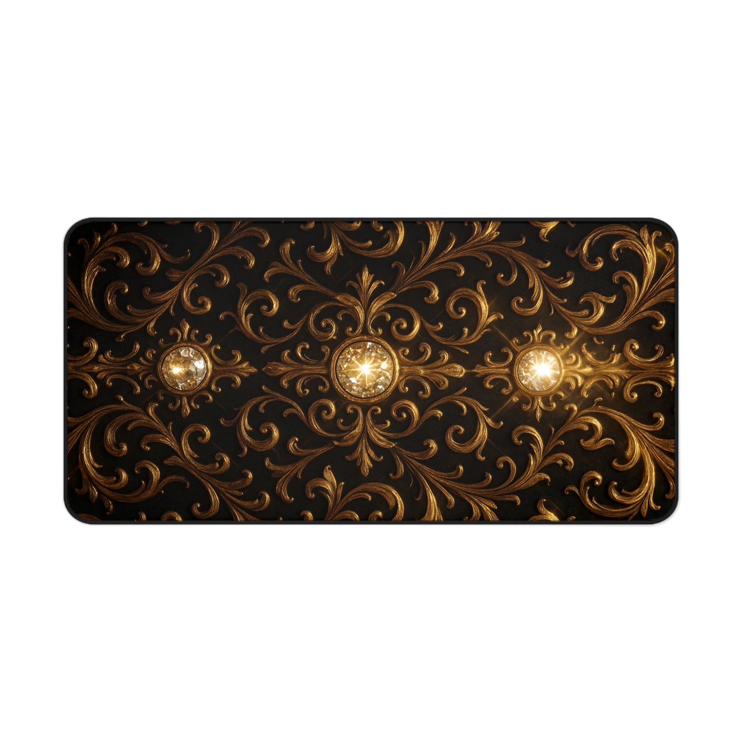 Baroque Desk Mat – Gothic Gold Extended Mouse Pad, Luxury Black Scroll Office Decor, Large Gaming Mat, Elegant Workspace Gift