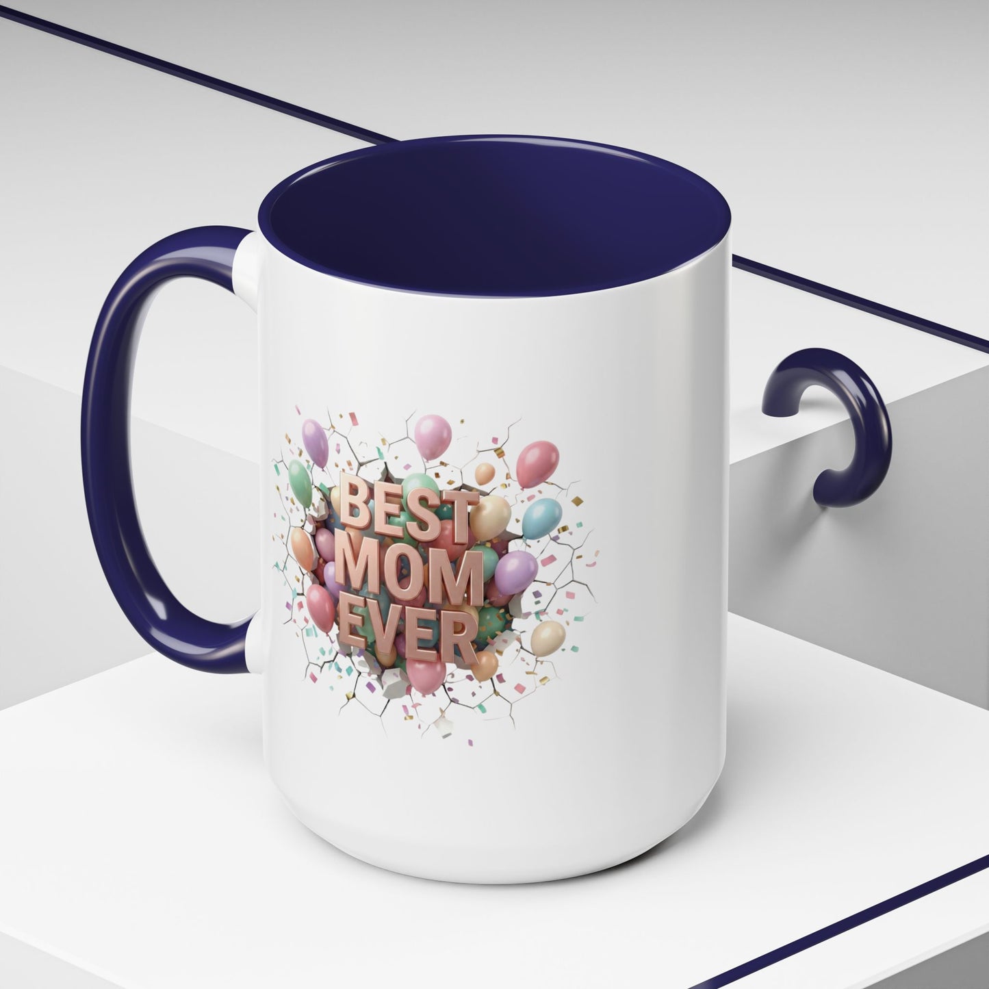 Personalized Mom Mug, Best Mom Ever Gift, Custom Name Coffee Cup, 3D Balloon Design, Mothers Day Gift, New Mom Gift 2025, Custom Mug
