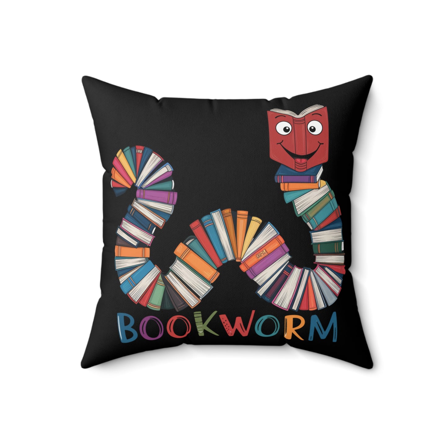Square Pillow - Bookworm Design