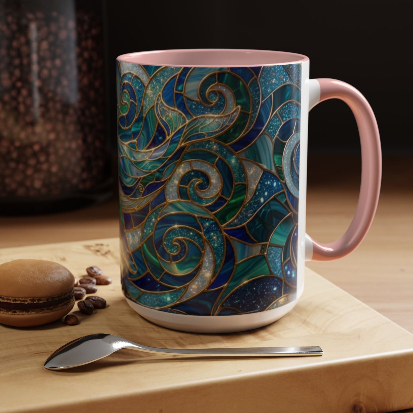 Stained Glass Whale Mug, Ocean Art Coffee Cup, Blue Sea Life Design, Nautical Gift For Ocean Lovers, Colorful Stained Glass Whale Cup