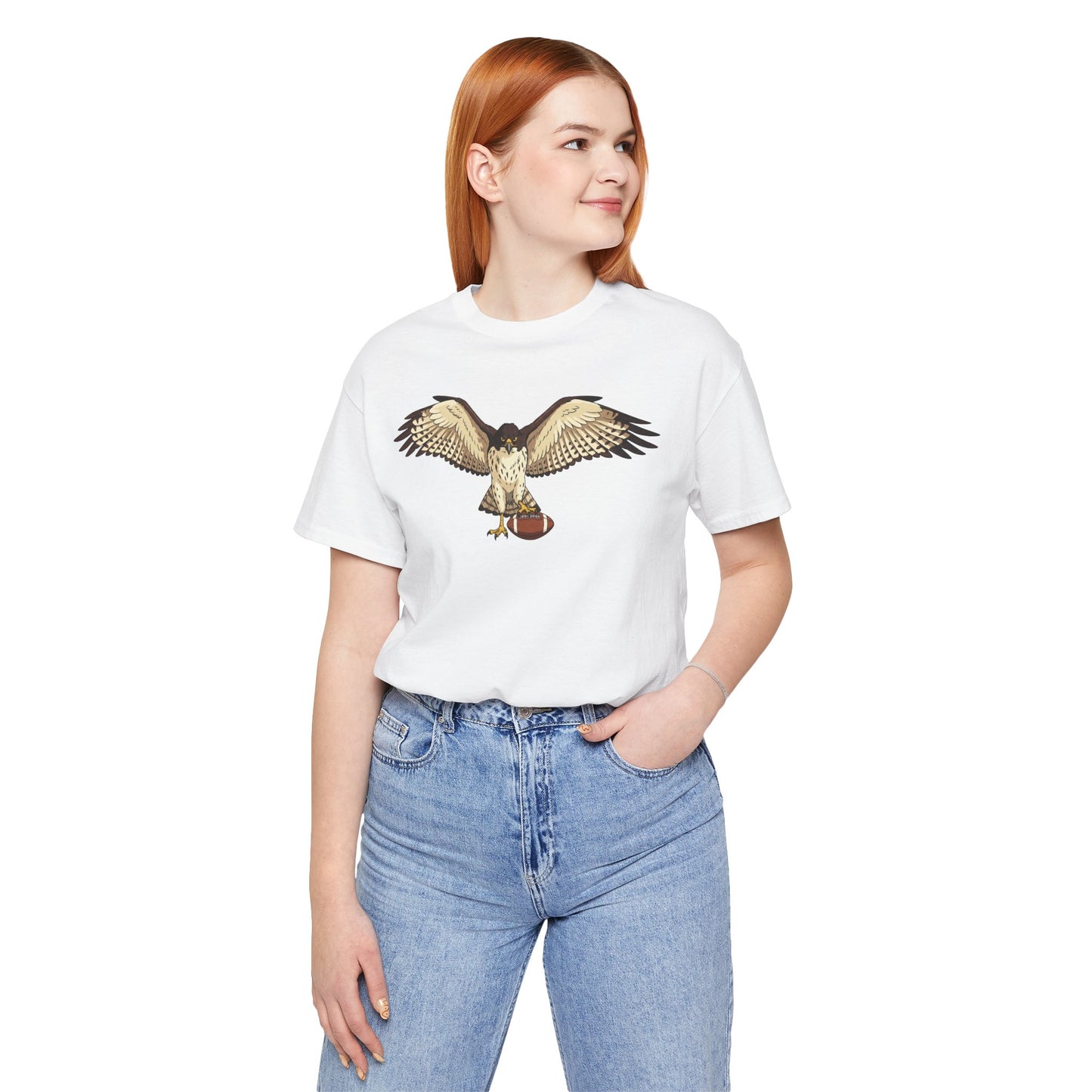 Hawk Football Shirt, Hawk Holding Football T Shirt, Football Mascot Tee, Bird Of Prey Shirt, Sports Fan Gift, Game Day Hawk Tee