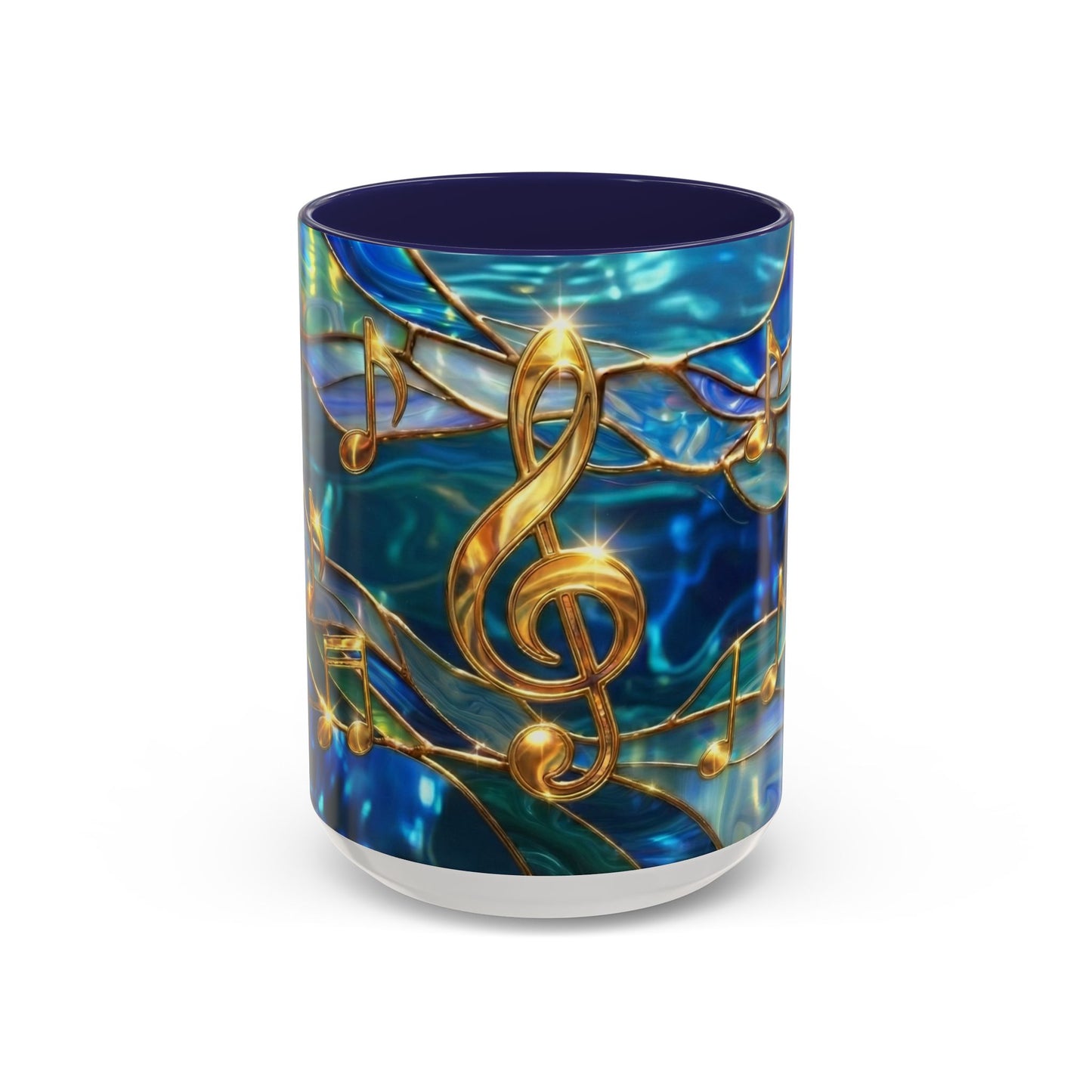 Music Notes Mug, Stained Glass Music Coffee Mug, Musical Gift Mug, Music Lover Cup, Music Teacher Gift, Artistic Coffee Mug
