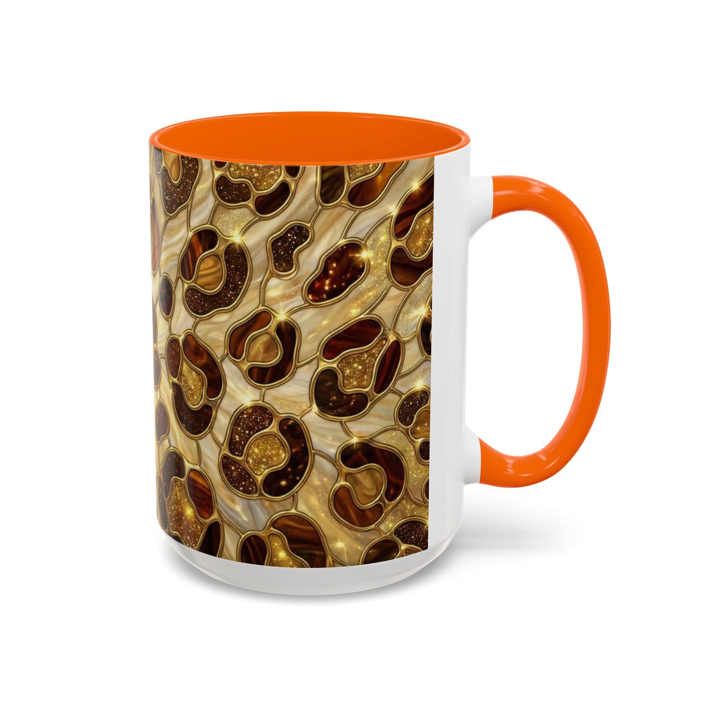 Stained Glass Leopard Print Mug, Gold Cheetah Coffee Cup, Luxury Animal Print Gift, Glam Mosaic Tea Mug, Trendy Desk Decor For Her Gifts