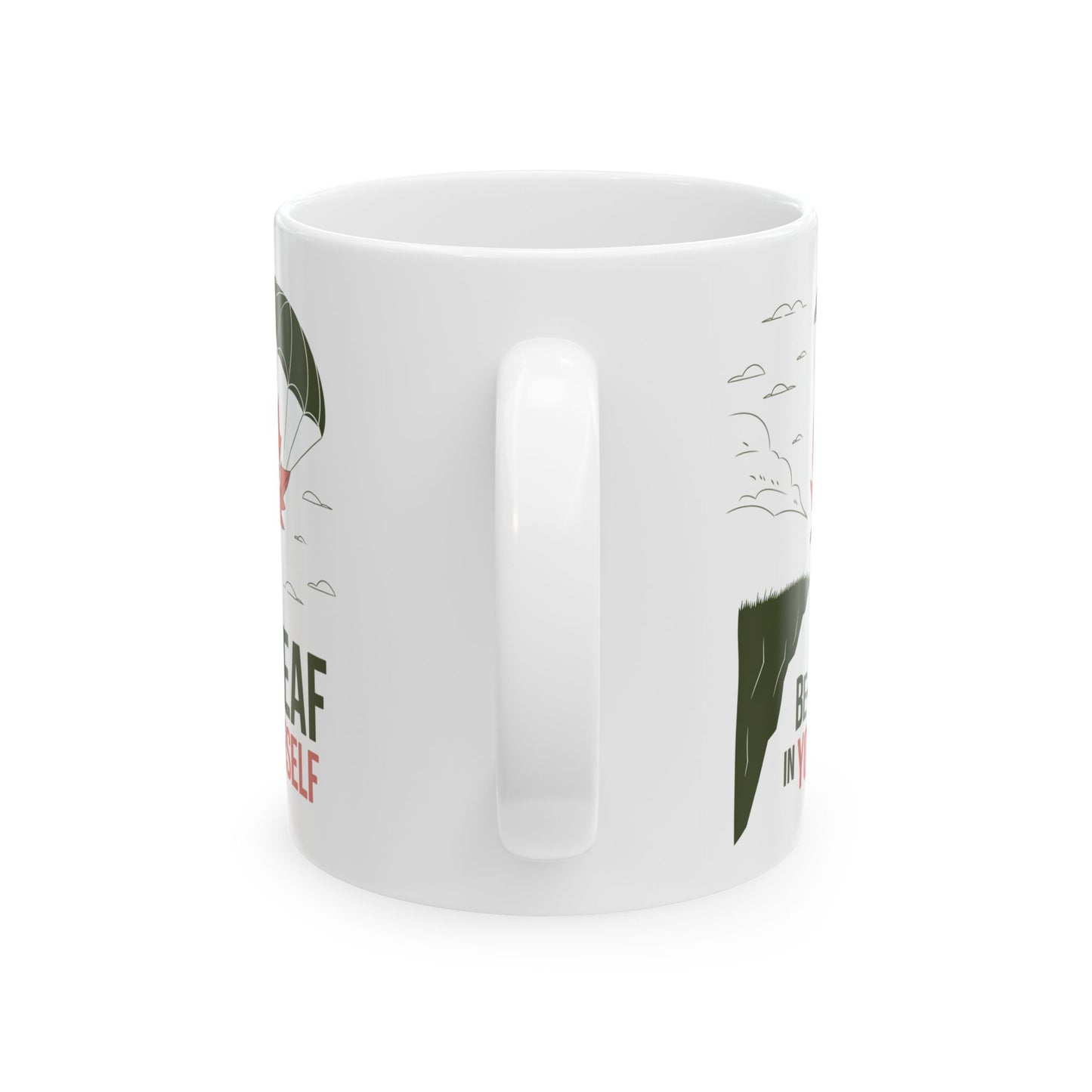 Be-Leaf In Yourself Mug – Motivational Leaf Parachute Design on Ceramic Coffee Cup, Positive Affirmation Gift for Fall Lovers & Nature Enthusiasts