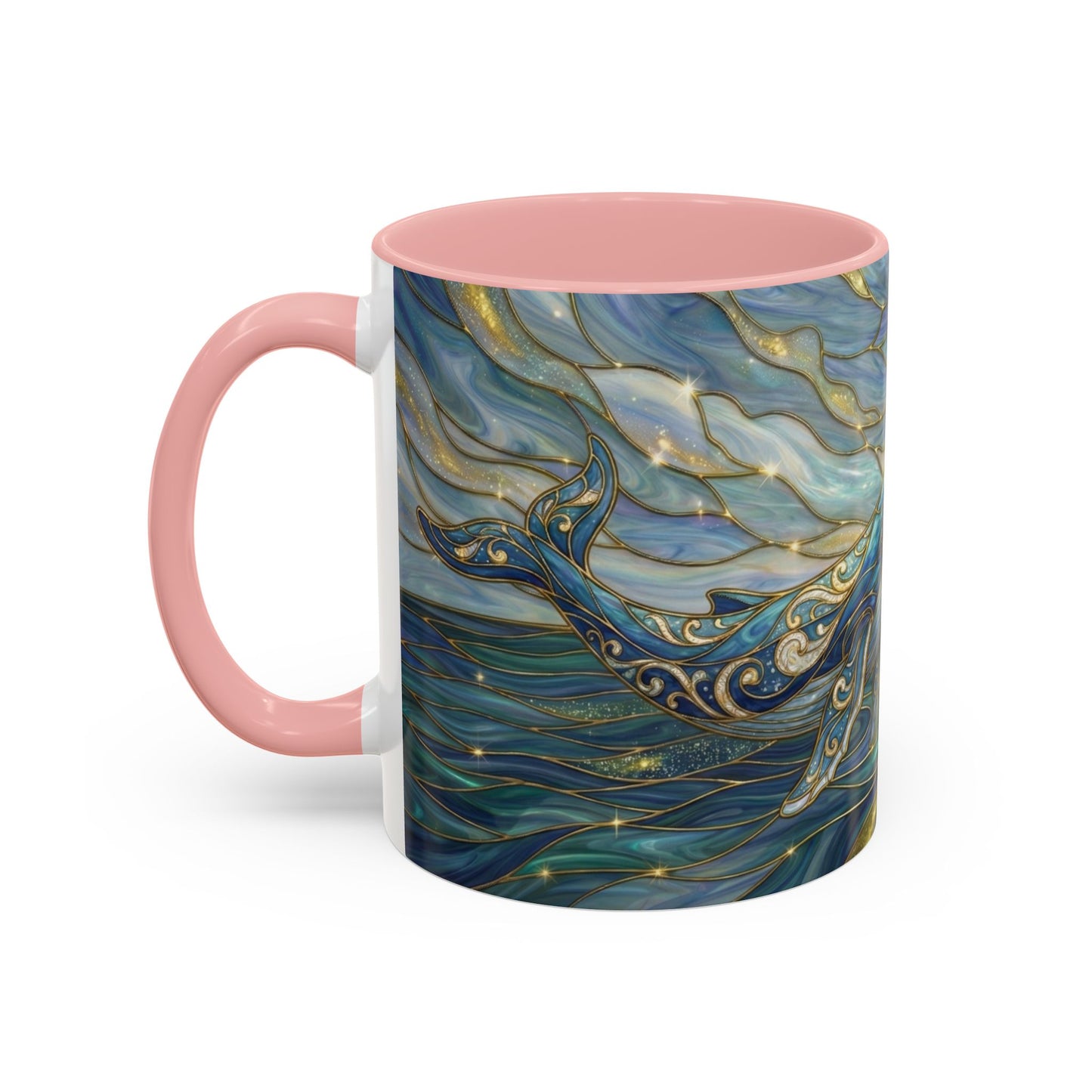 Whimsical Whale & Giraffe Accent Coffee Mug — Artistic Ocean-Sky Illustration (11/15oz)