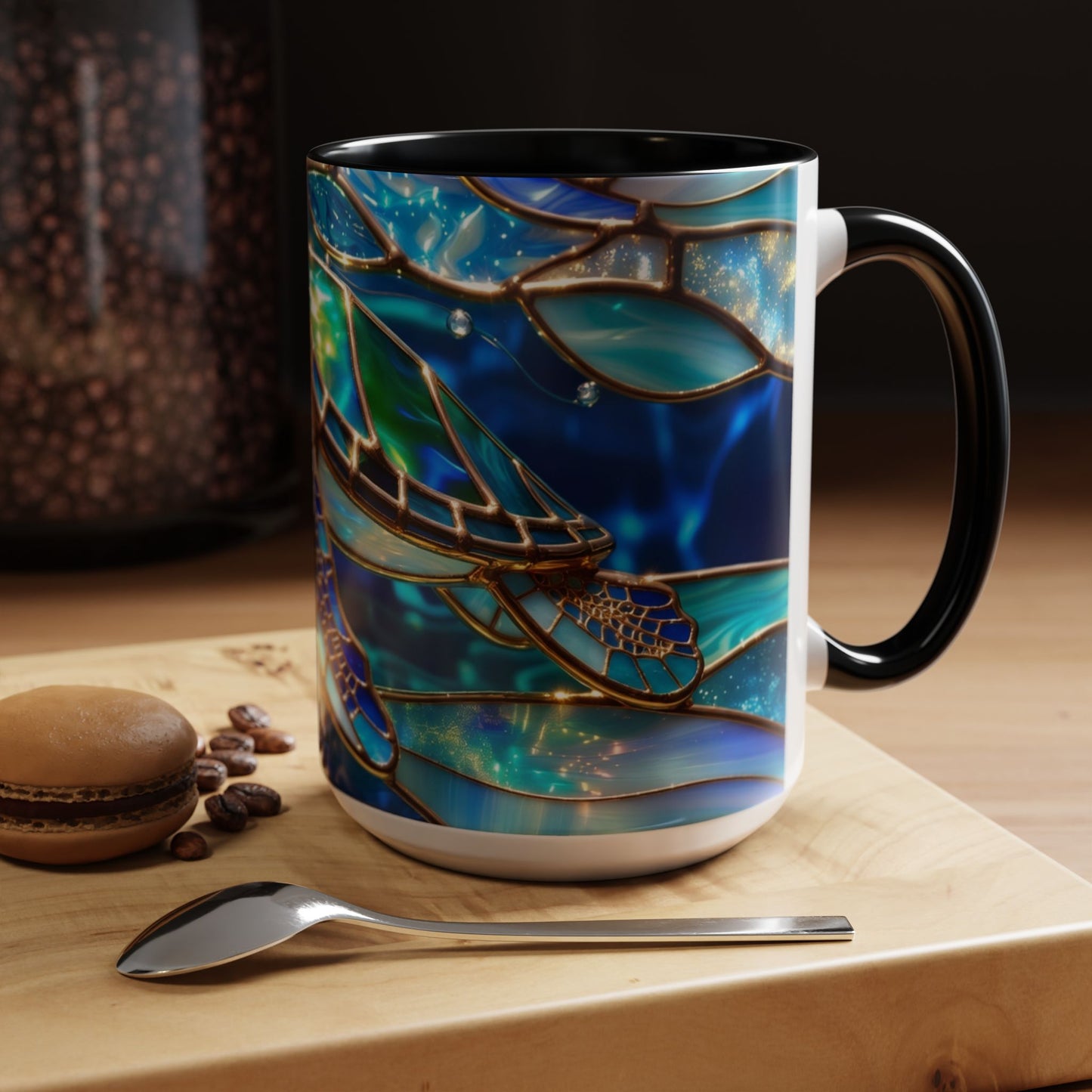 Stained Glass Sea Turtle Mug, Ocean Turtle Coffee Cup, Coastal Beach Mug Gift, Marine Life Art Cup, Sea Lover Gift, Ocean Wildlife Mug