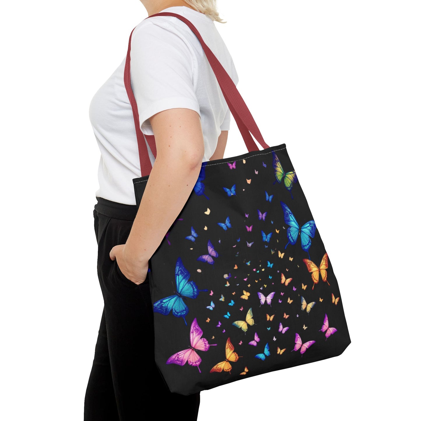 Butterfly Swarm Tote Bag – Colorful Rainbow Butterfly Tote, Aesthetic Canvas Bag, Nature-Inspired Gift, Magical Reusable Eco Purse
