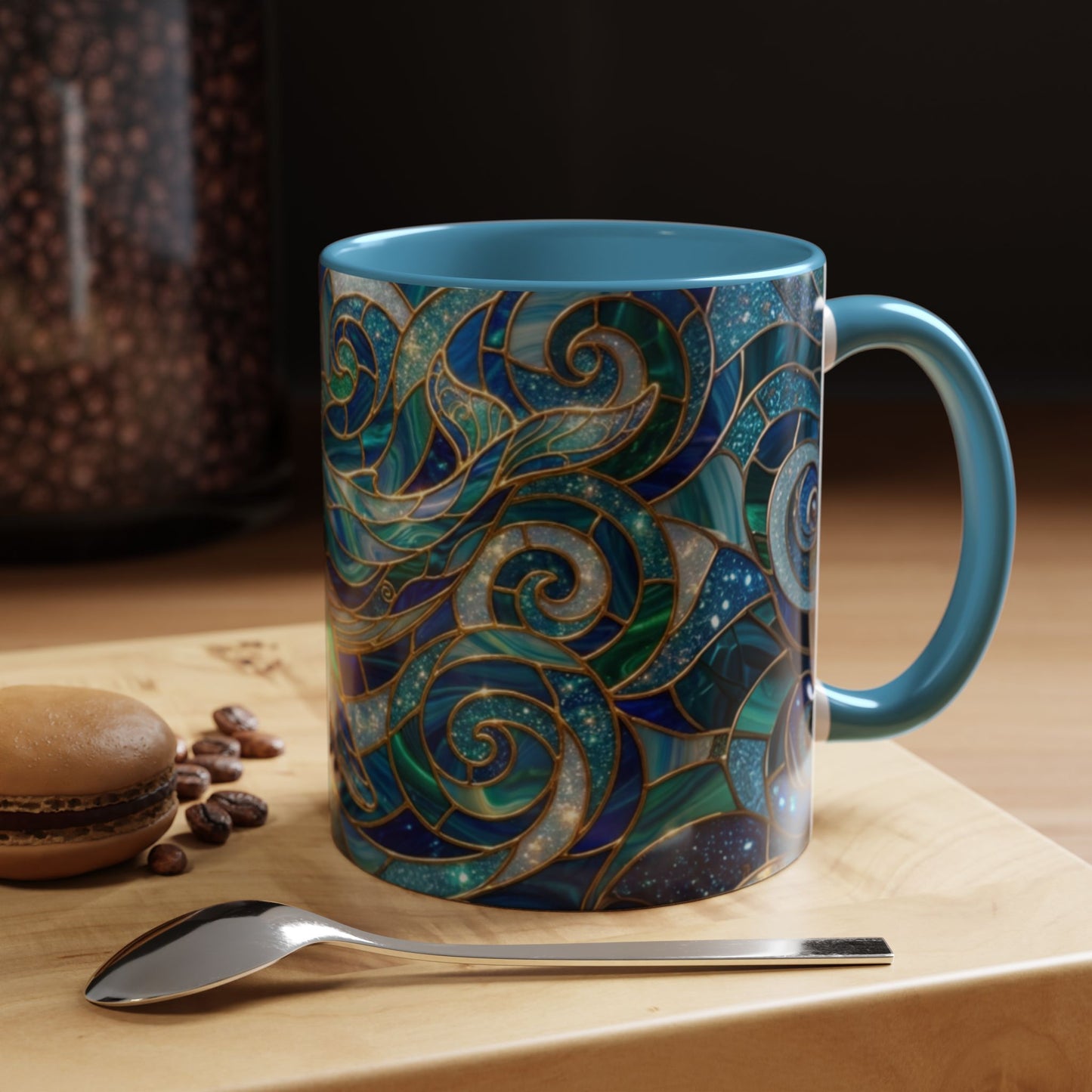 Stained Glass Whale Mug, Ocean Art Coffee Cup, Blue Sea Life Design, Nautical Gift For Ocean Lovers, Colorful Stained Glass Whale Cup