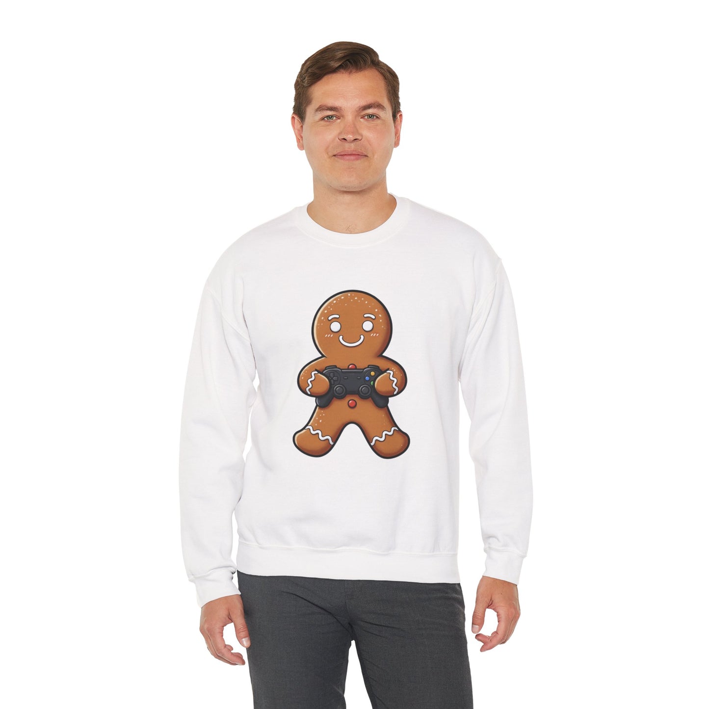 Gamer Gingerbread Sweatshirt | Funny Christmas Sweater | Cute Holiday Crewneck for Gamers | Cozy Unisex Winter Gift