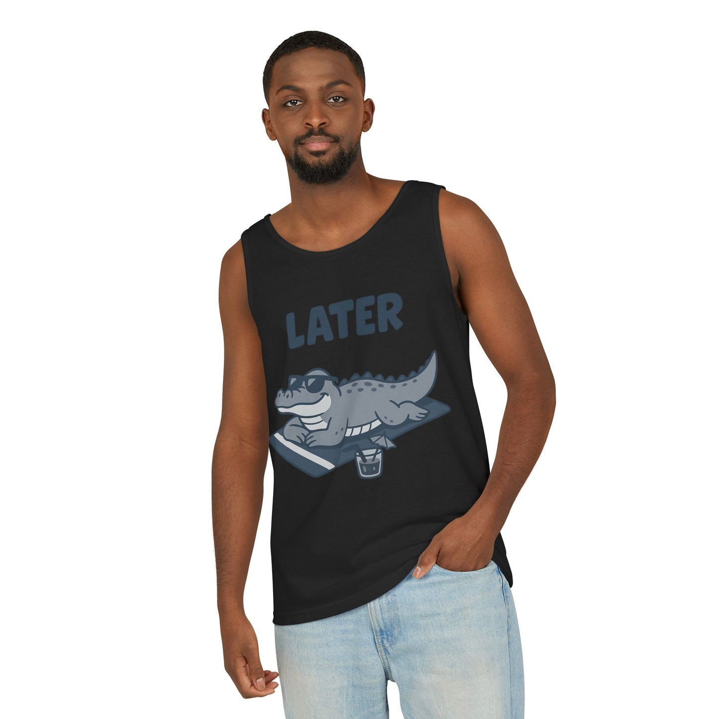 Funny Crocodile Tank Top - ‘Later Gator’ Cute Graphic Croc Tee, Summer Vest, Beach Gift, Sarcastic Animal Humor, Festival and Everyday Wear