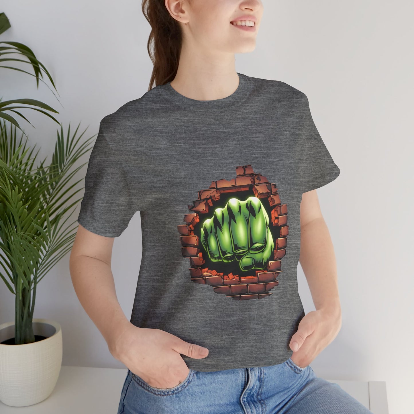 Green Hero Fist Graphic Tee – Superhero Shirt, Comic Pop Art, Gamer Gift, Y2K Dopamine Aesthetic, Funny Nerd Fashion, Unisex T‑shirt