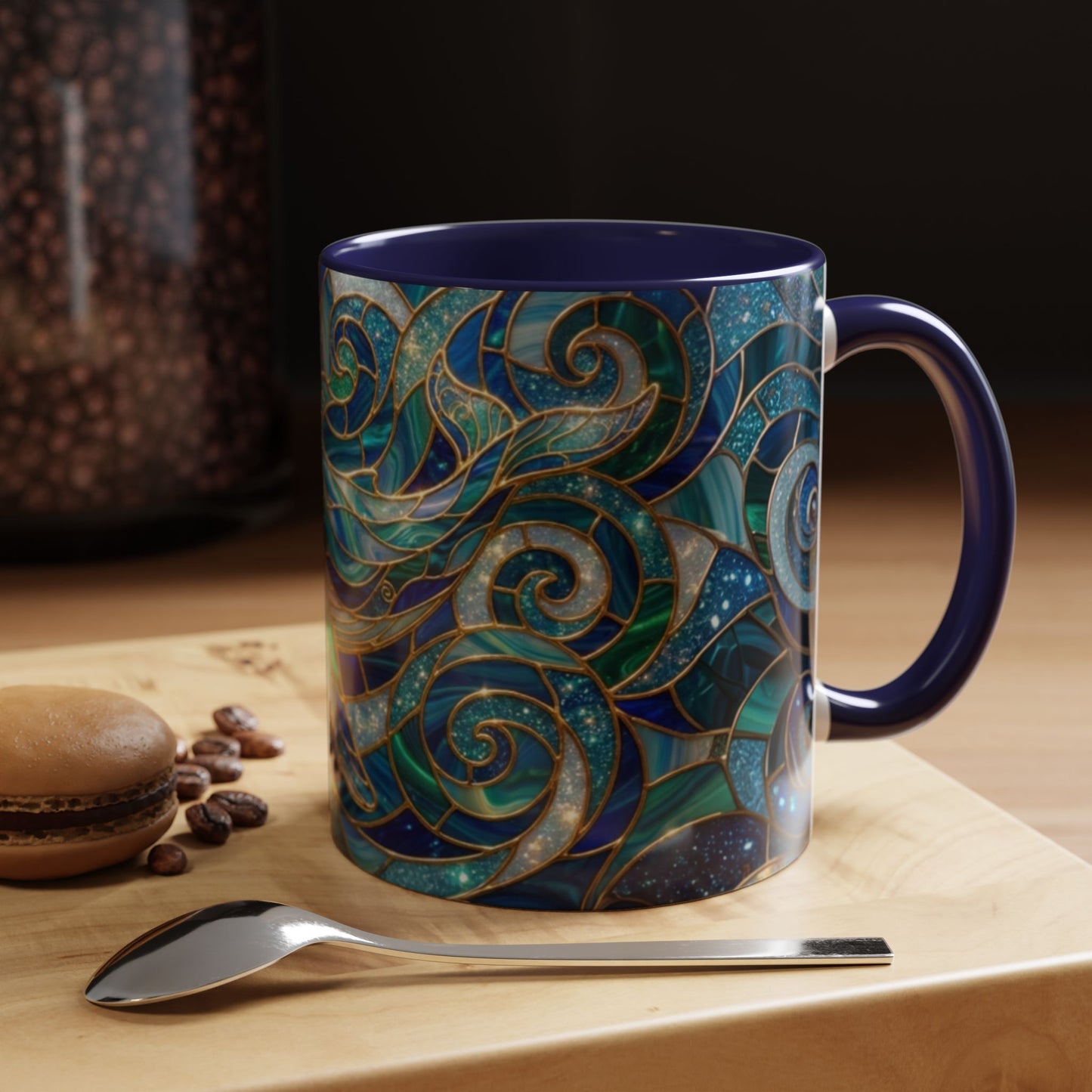 Stained Glass Whale Mug, Ocean Art Coffee Cup, Blue Sea Life Design, Nautical Gift For Ocean Lovers, Colorful Stained Glass Whale Cup