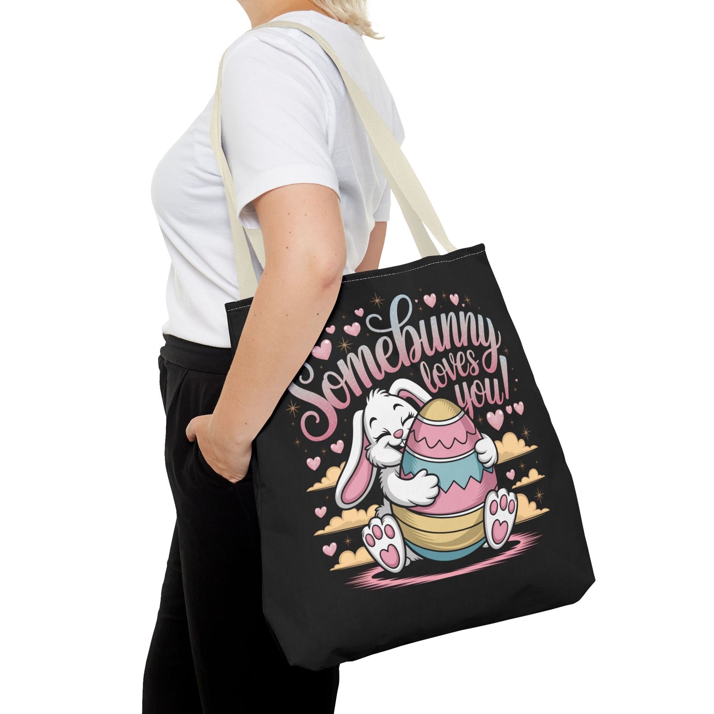 Easter Bunny Tote Bag Somebunny Loves You Easter Bag Bunny