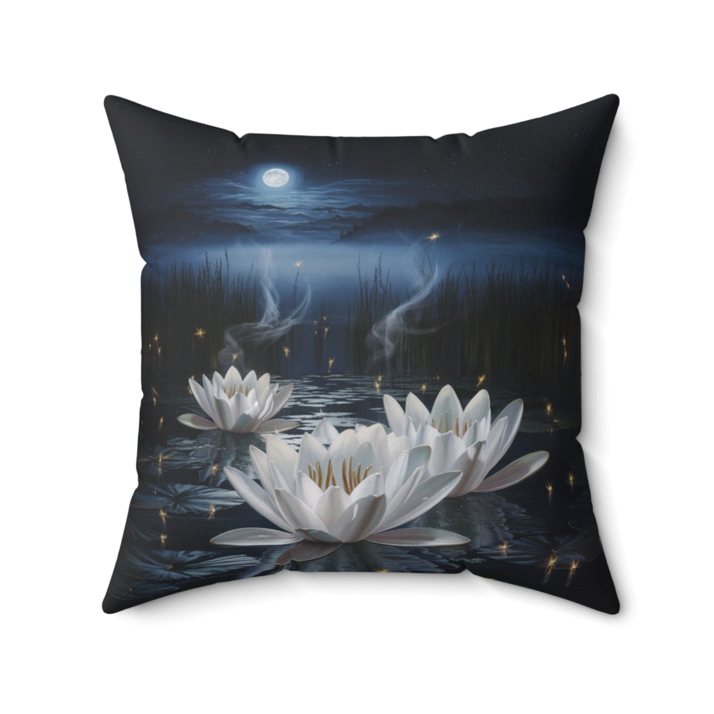 Moonlit Water Lily Pillow