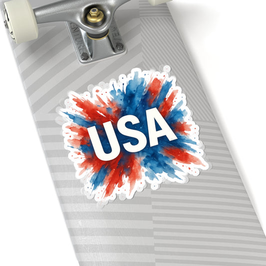 USA Watercolor Sticker - Kiss-Cut Vinyl Patriotic Decal, Independence Day Decor, Laptop and Journal Sticker, July 4th Gift