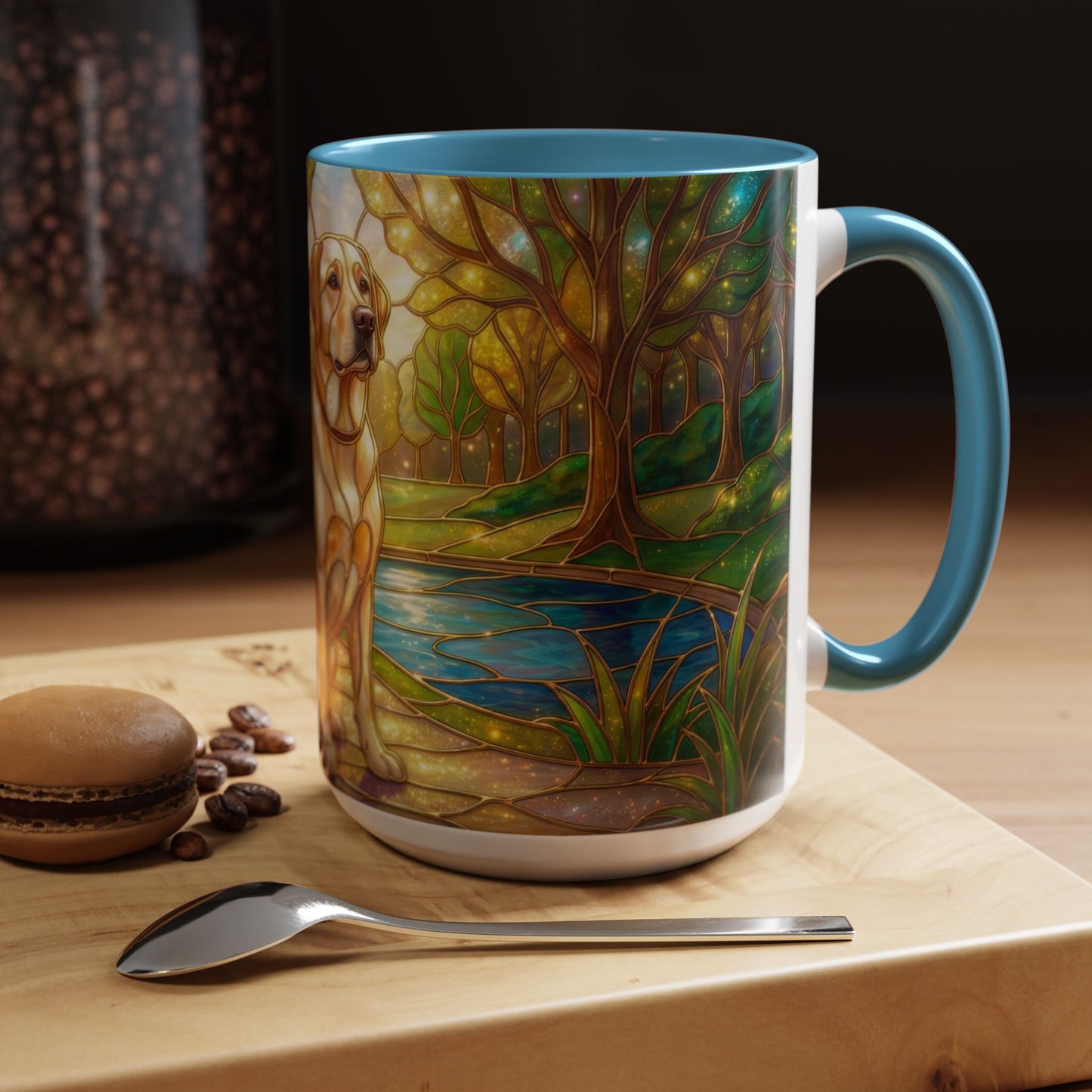 Stained Glass Labrador Mug, Dog Lover Coffee Mug, Labrador Retriever Art Cup, Pet Memorial Gift, Colorful Dog Mug, Nature Art Mug