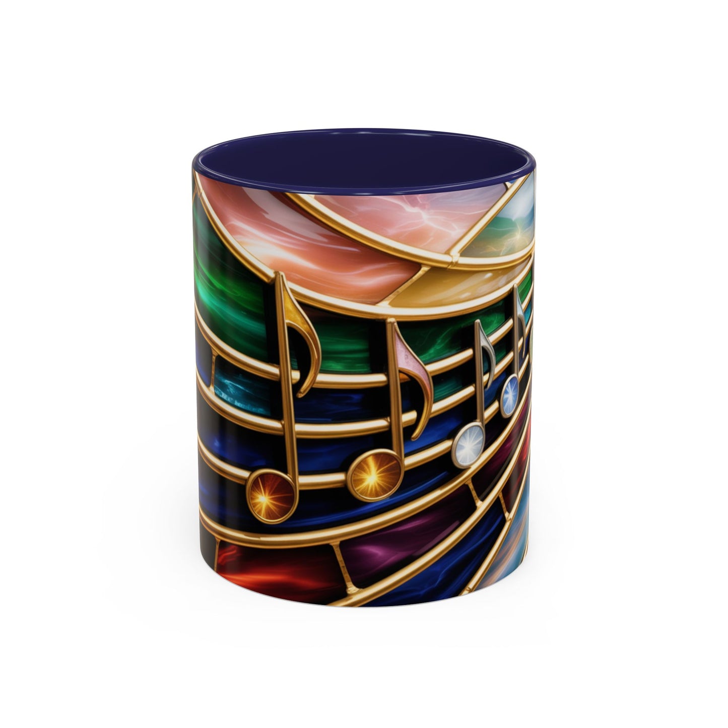 Stained Glass Music Mug, Musical Notes Coffee Cup, Colorful Treble Clef Mug, Musician Gift Idea, Music Lover Cup, Art Mug for Singers