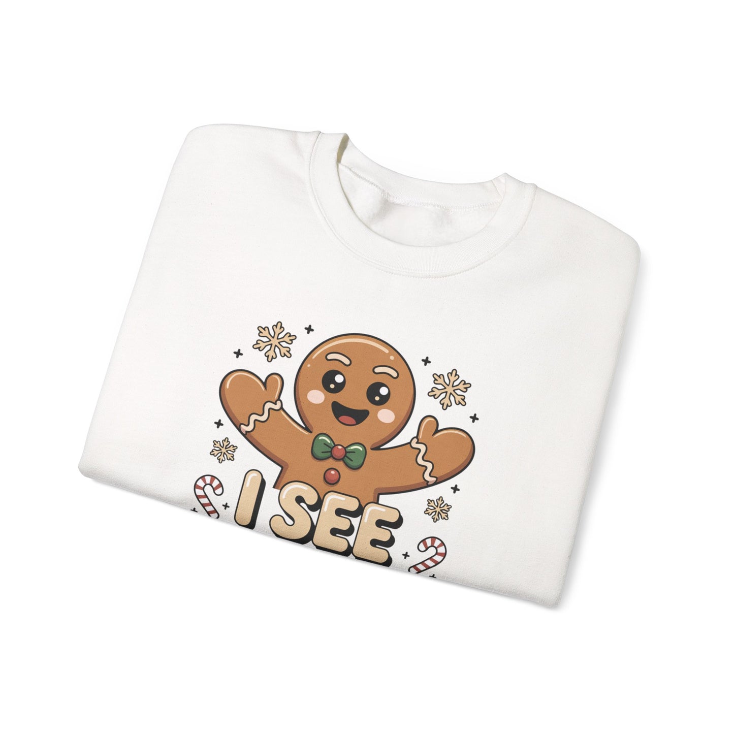 I See Bread People Christmas Sweatshirt, Funny Gingerbread Holiday Sweater, Unisex Crewneck, Cute Christmas Gift For Friends And Family