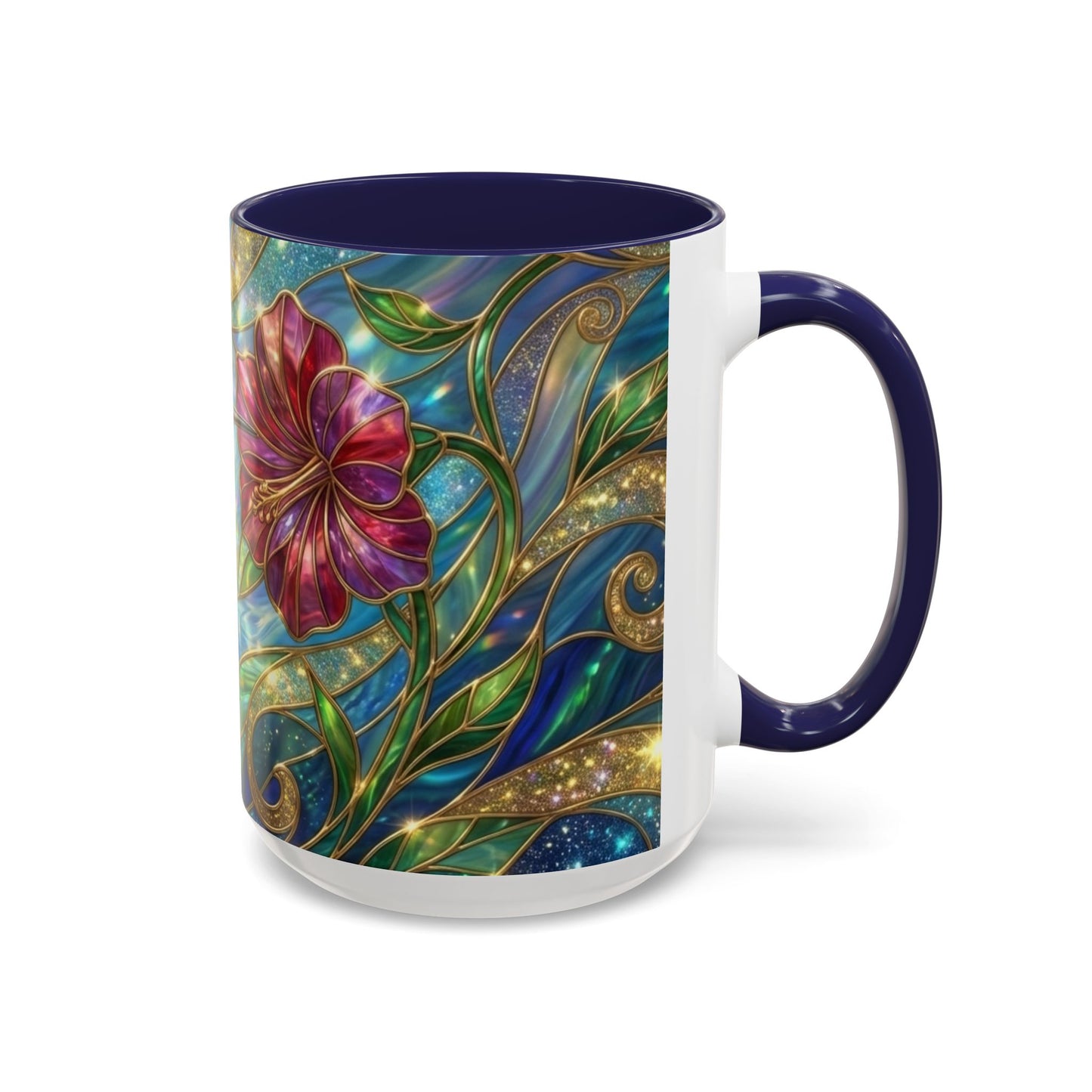 Stained Glass Hummingbird Mug, Colorful Floral Coffee Cup, Bird And Flower Art Mug, Nature Lover Gift, Artistic Garden Mug, Unique Gift